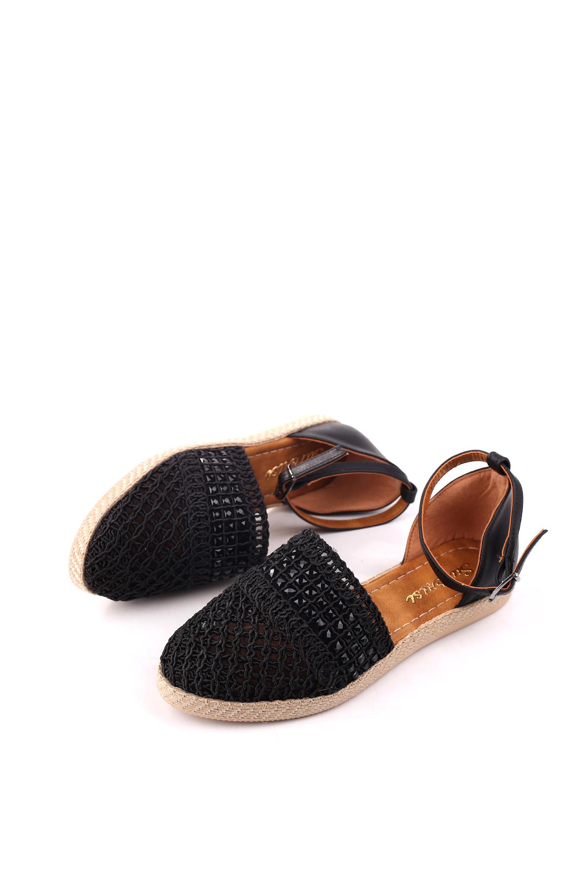 1703 Kadın Hasır Örme Günlük Rahat Babet Ayakkabı - Görsel 4