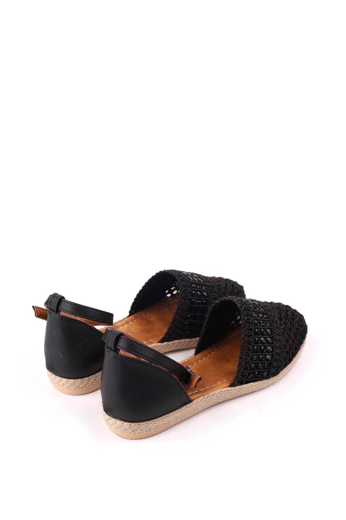 1703 Kadın Hasır Örme Günlük Rahat Babet Ayakkabı - Görsel 5