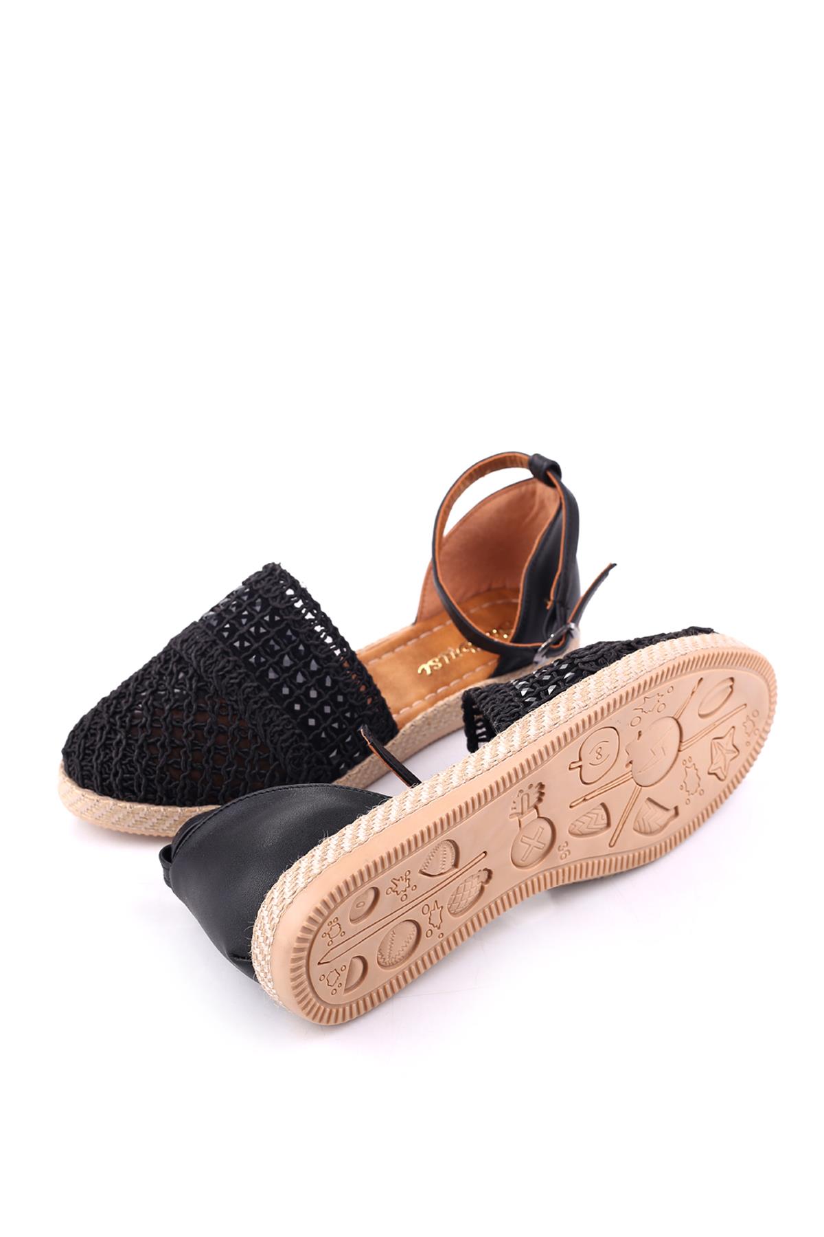 1703 Kadın Hasır Örme Günlük Rahat Babet Ayakkabı - Görsel 6