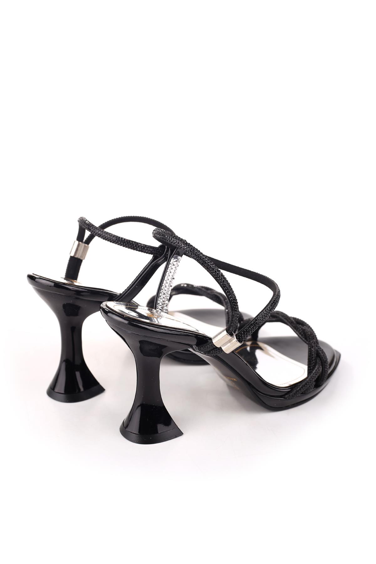 4748 Kadın 9 Cm Topuk Taşlı Abiye Sandalet - Görsel 5