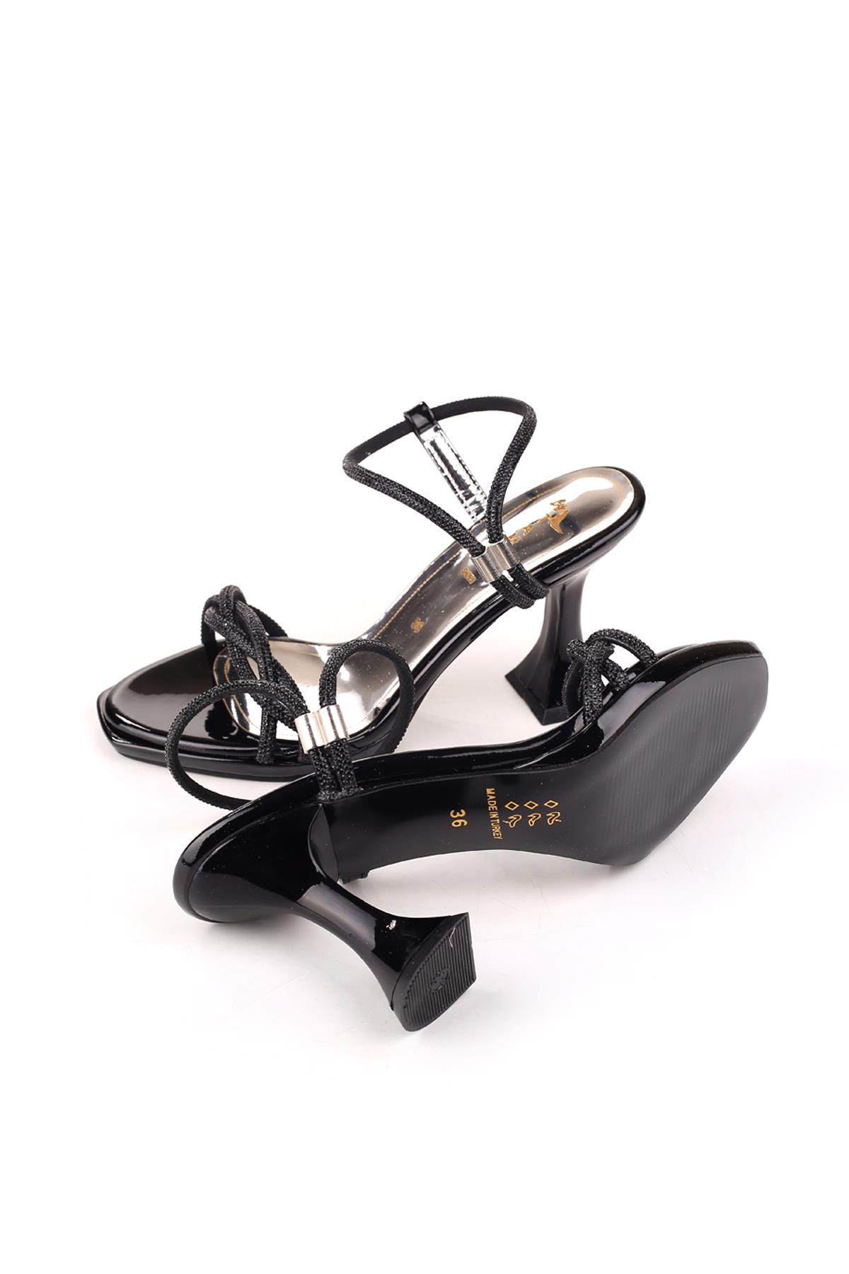 4748 Kadın 9 Cm Topuk Taşlı Abiye Sandalet - Görsel 6