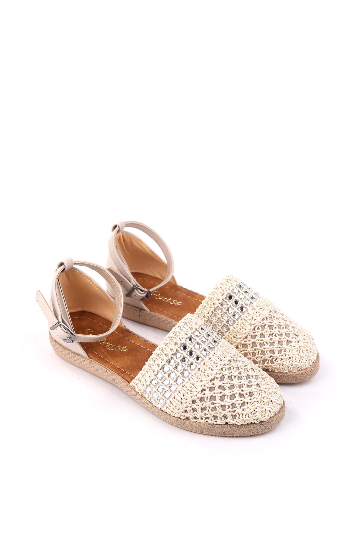 1703 Kadın Hasır Örme Günlük Rahat Babet Ayakkabı - Görsel 2