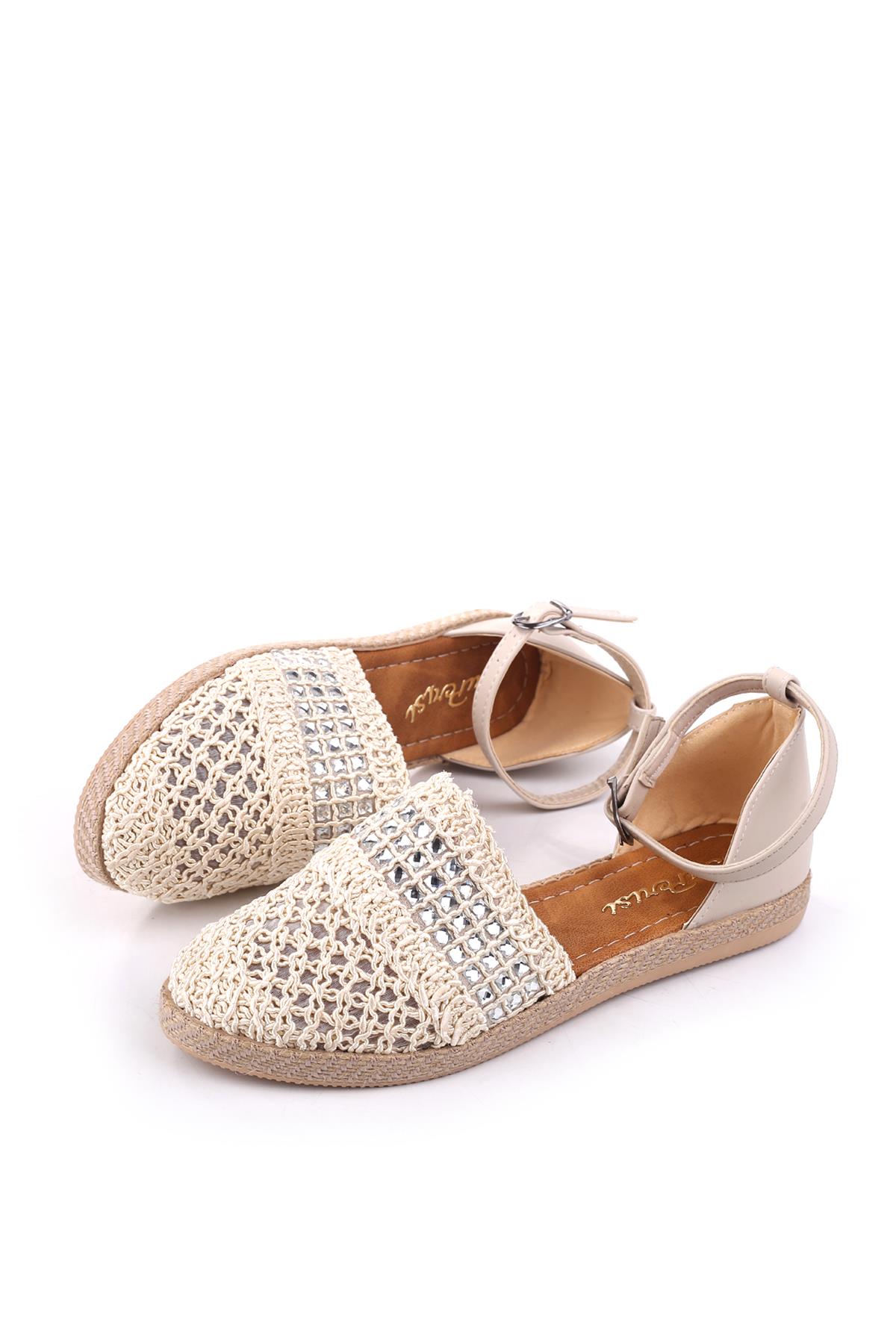 1703 Kadın Hasır Örme Günlük Rahat Babet Ayakkabı - Görsel 4
