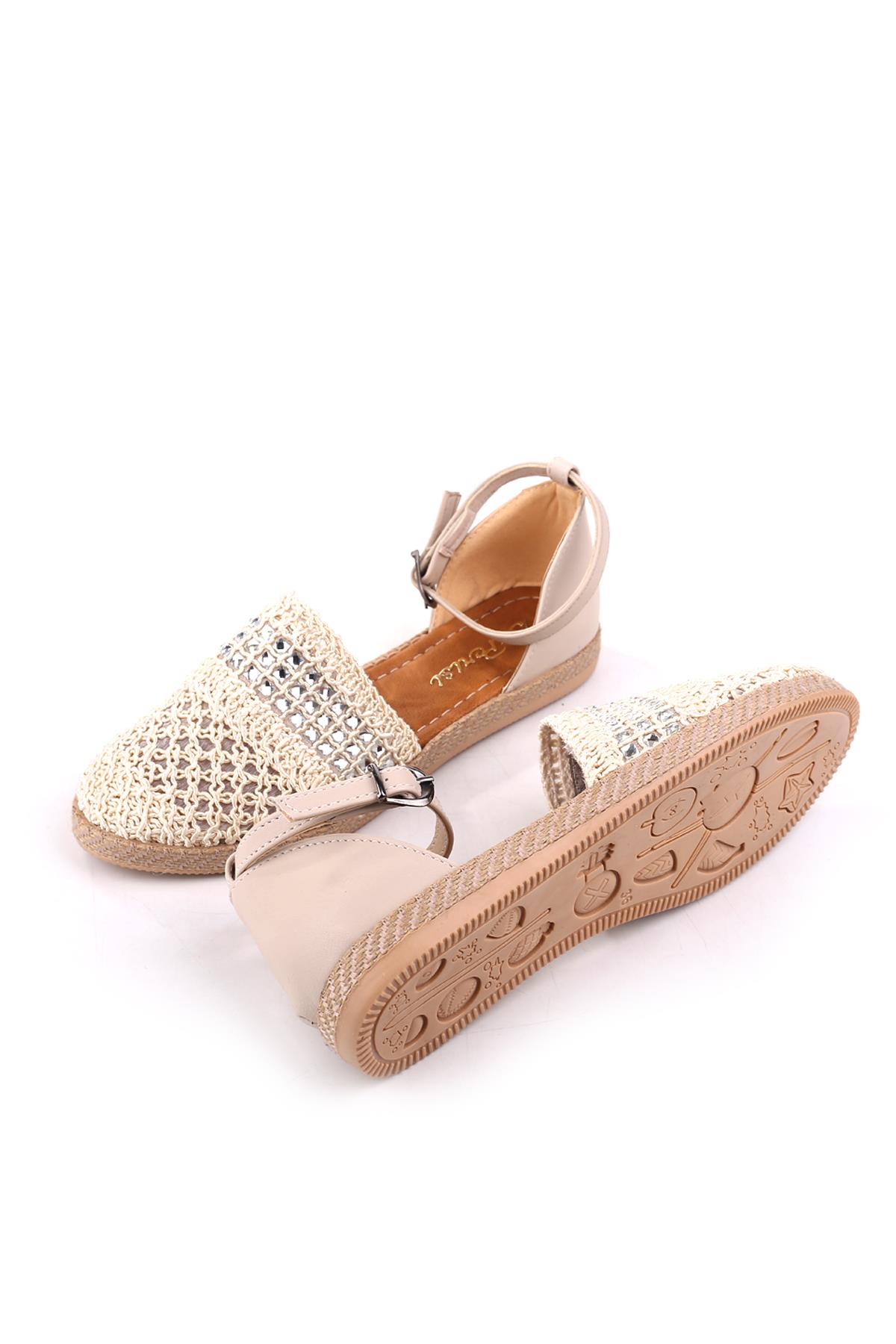 1703 Kadın Hasır Örme Günlük Rahat Babet Ayakkabı - Görsel 6