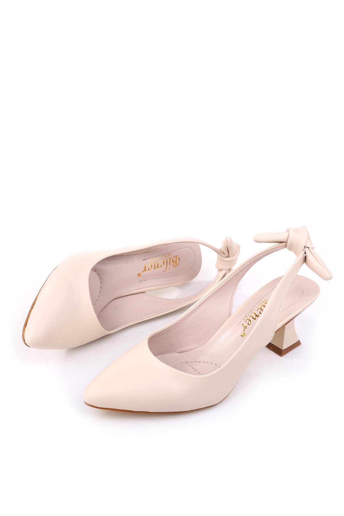 810 Kadın 6 cm Topuklu Arkası Açık Fiyonklu Ayakkabı - Görsel 4