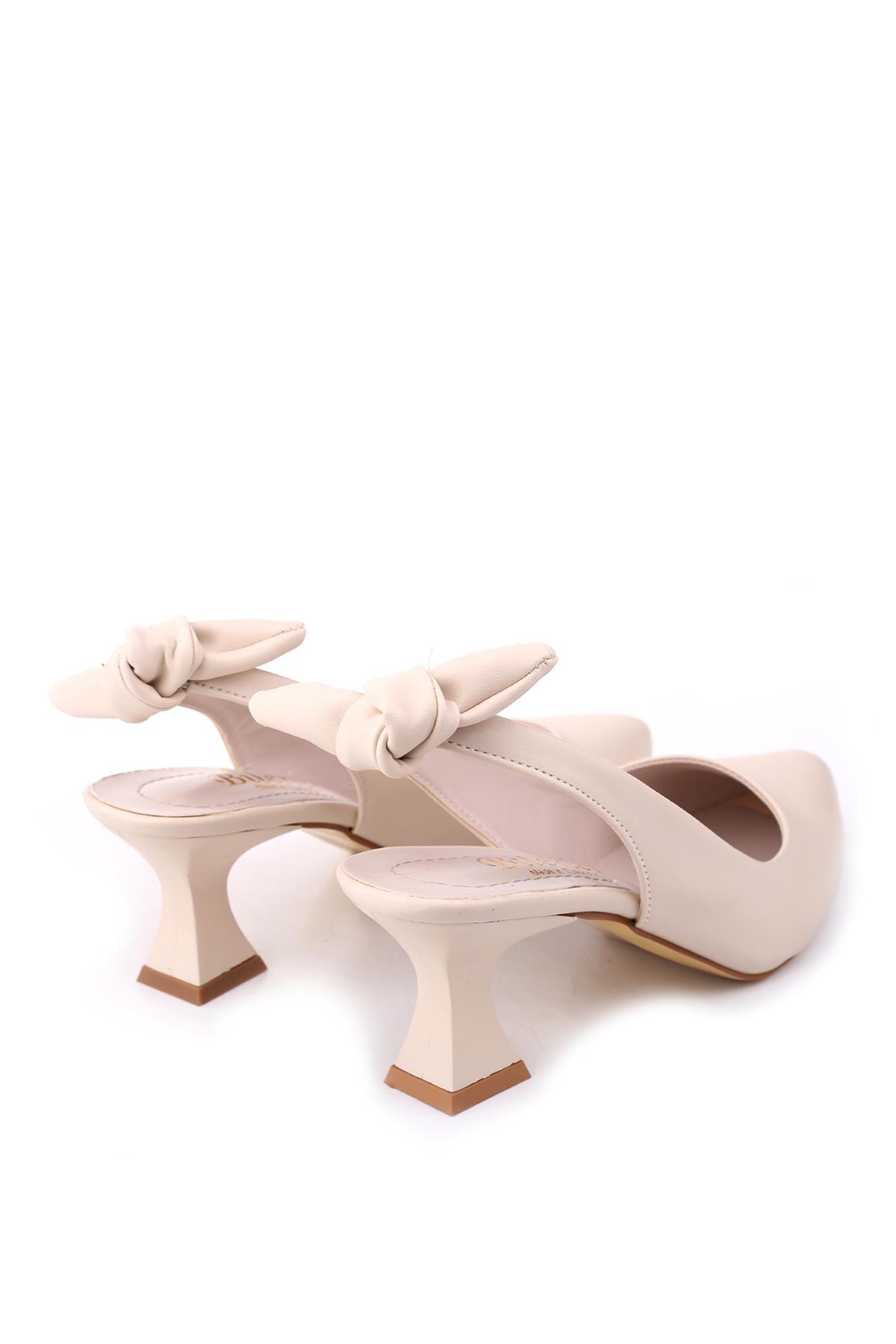 810 Kadın 6 cm Topuklu Arkası Açık Fiyonklu Ayakkabı - Görsel 5