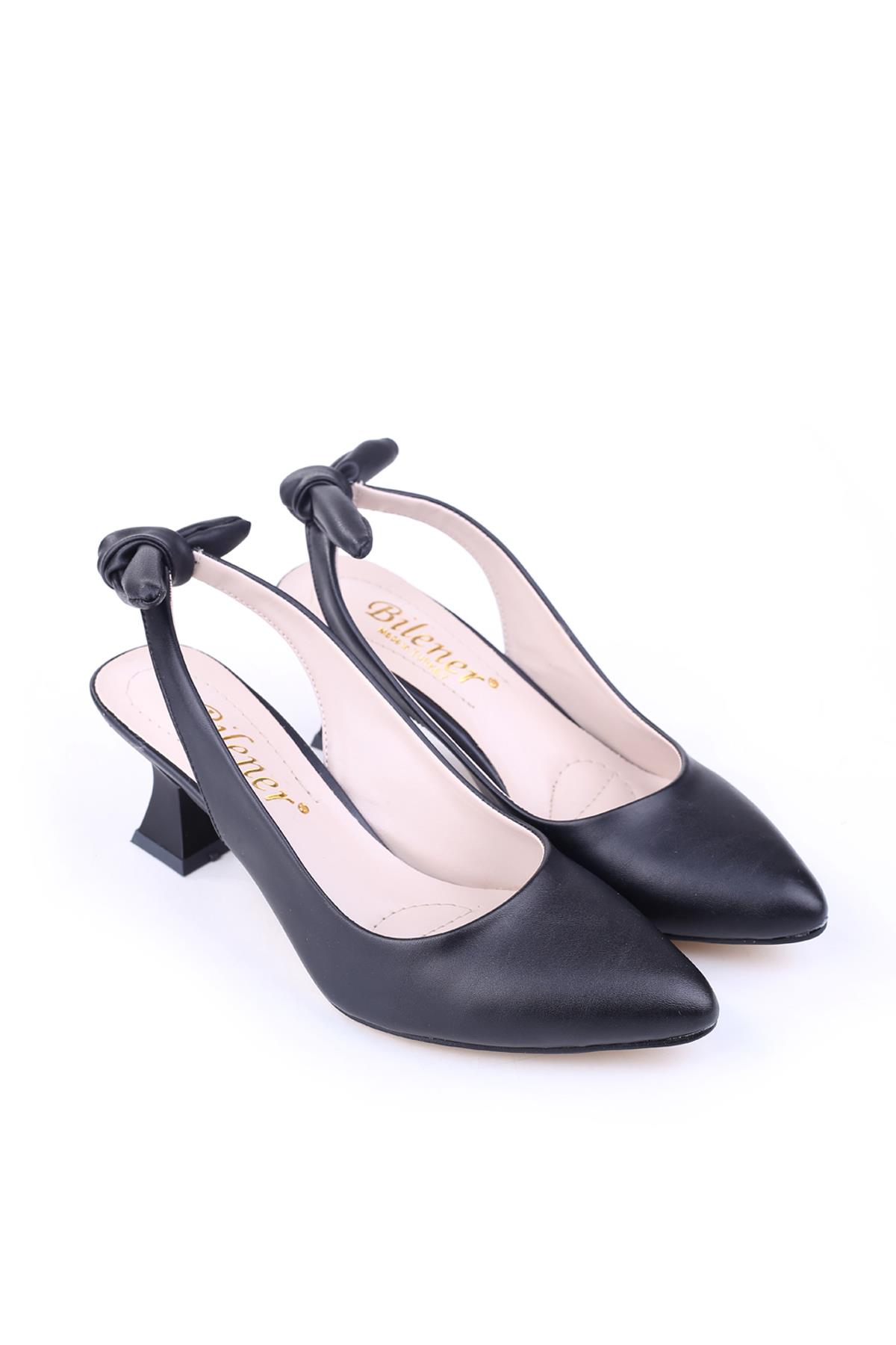 810 Kadın 6 cm Topuklu Arkası Açık Fiyonklu Ayakkabı - Görsel 2