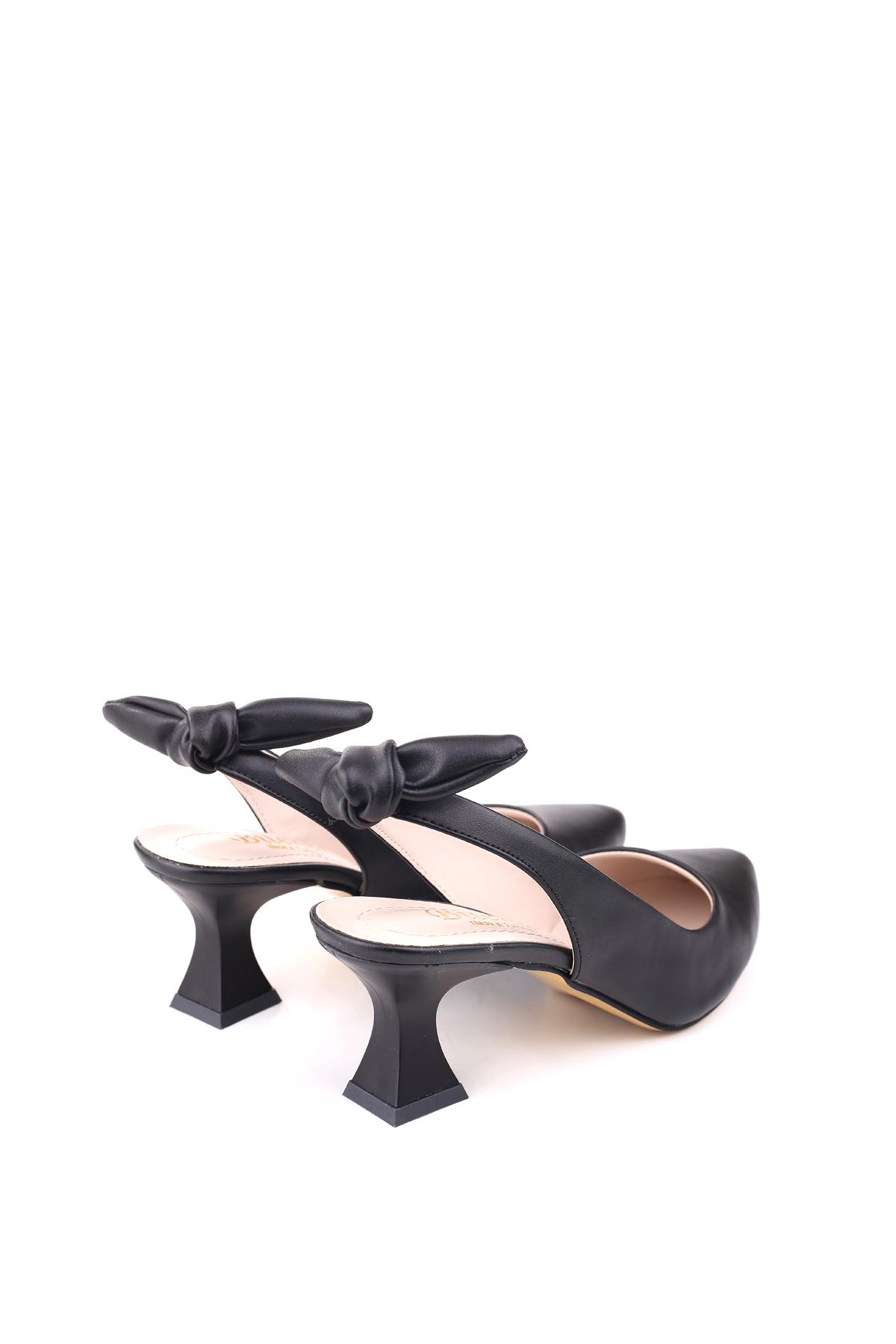 810 Kadın 6 cm Topuklu Arkası Açık Fiyonklu Ayakkabı - Görsel 5