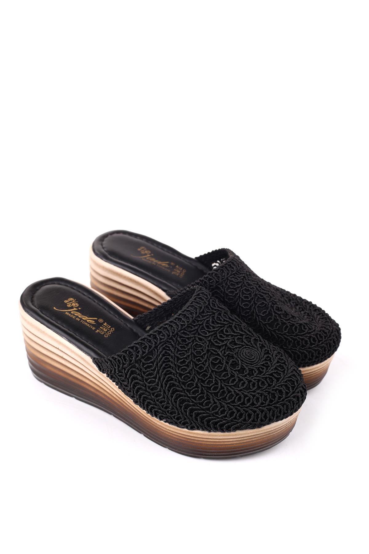 Jade 4740 Kadın 8 Cm Dolgu Topuklu Hasır Örme Terlik - Görsel 2