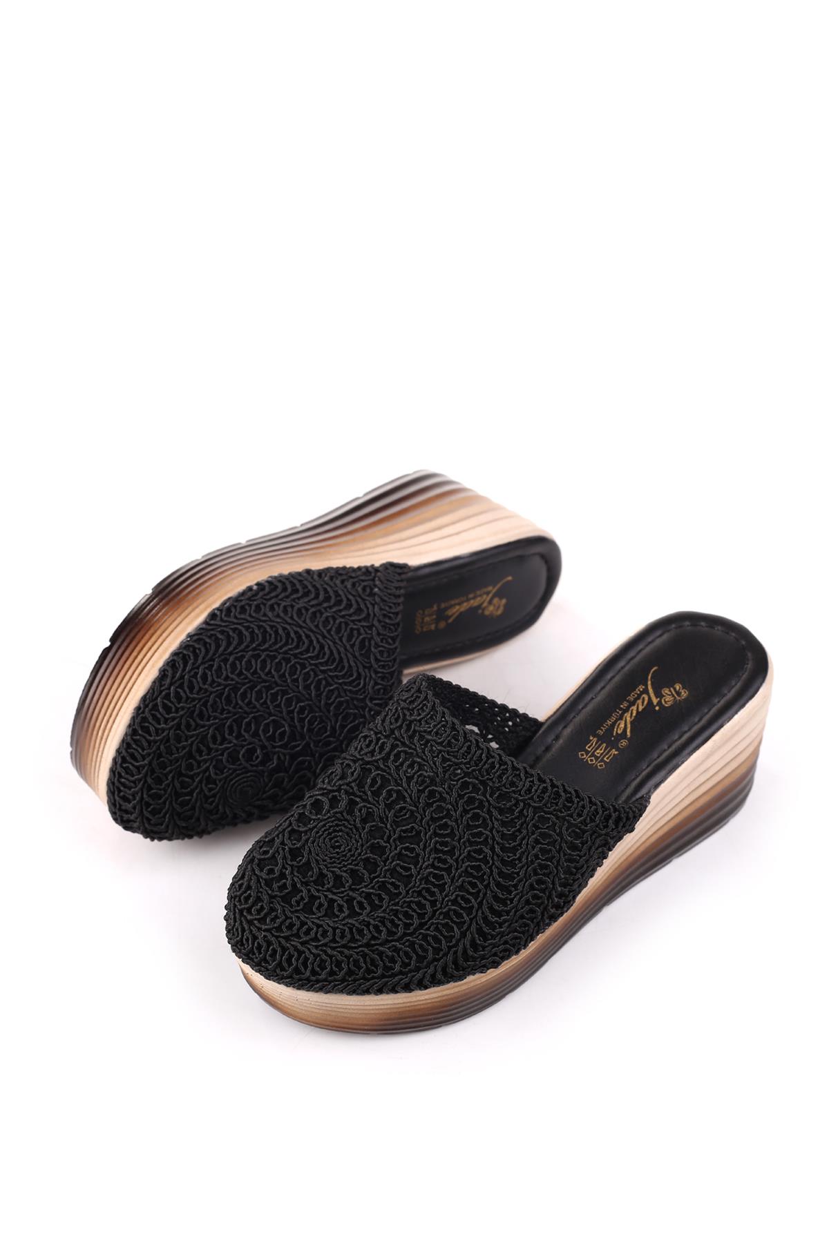 Jade 4740 Kadın 8 Cm Dolgu Topuklu Hasır Örme Terlik - Görsel 4