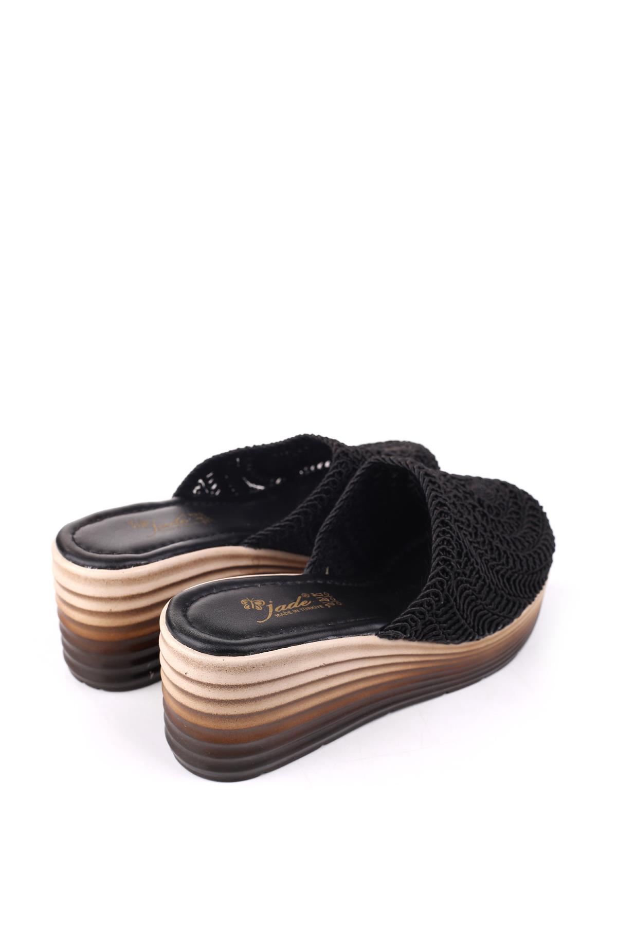 Jade 4740 Kadın 8 Cm Dolgu Topuklu Hasır Örme Terlik - Görsel 5