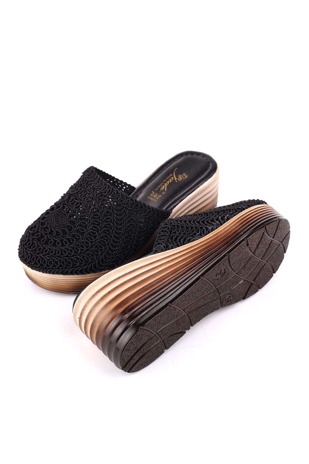 Jade 4740 Kadın 8 Cm Dolgu Topuklu Hasır Örme Terlik - Görsel 6