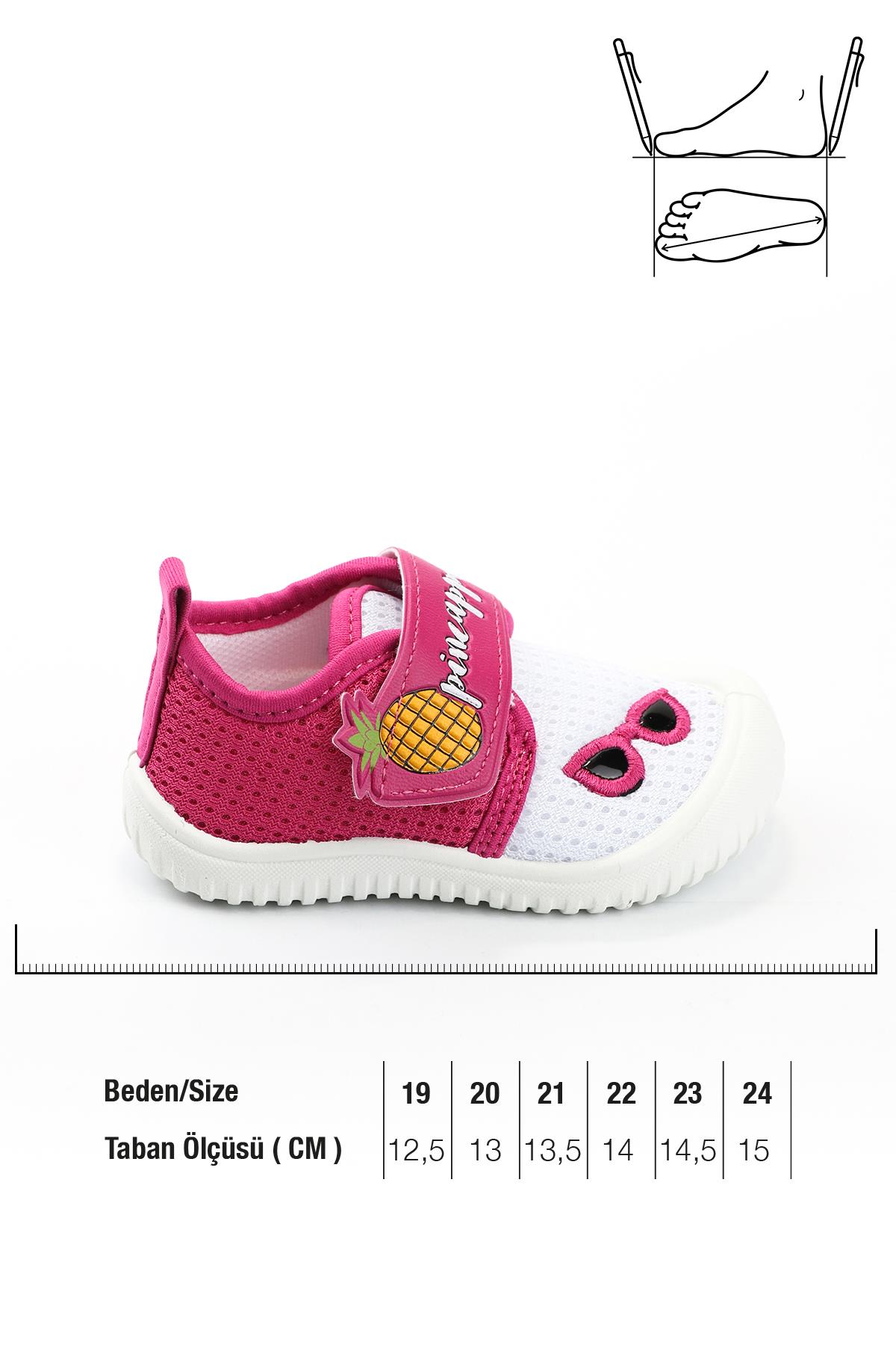03270 Yazlık Kız Bebek Günlük Cırtlı Keten Ayakkabı - Görsel 3