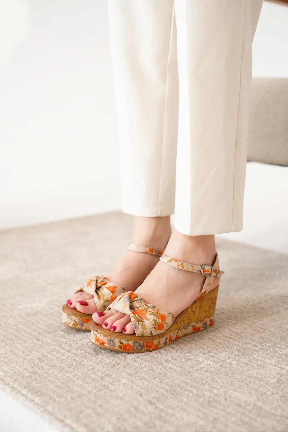 2019 Kadın 7 Cm Dolgu Topuk Rahat Yazlık Sandalet - Görsel 2