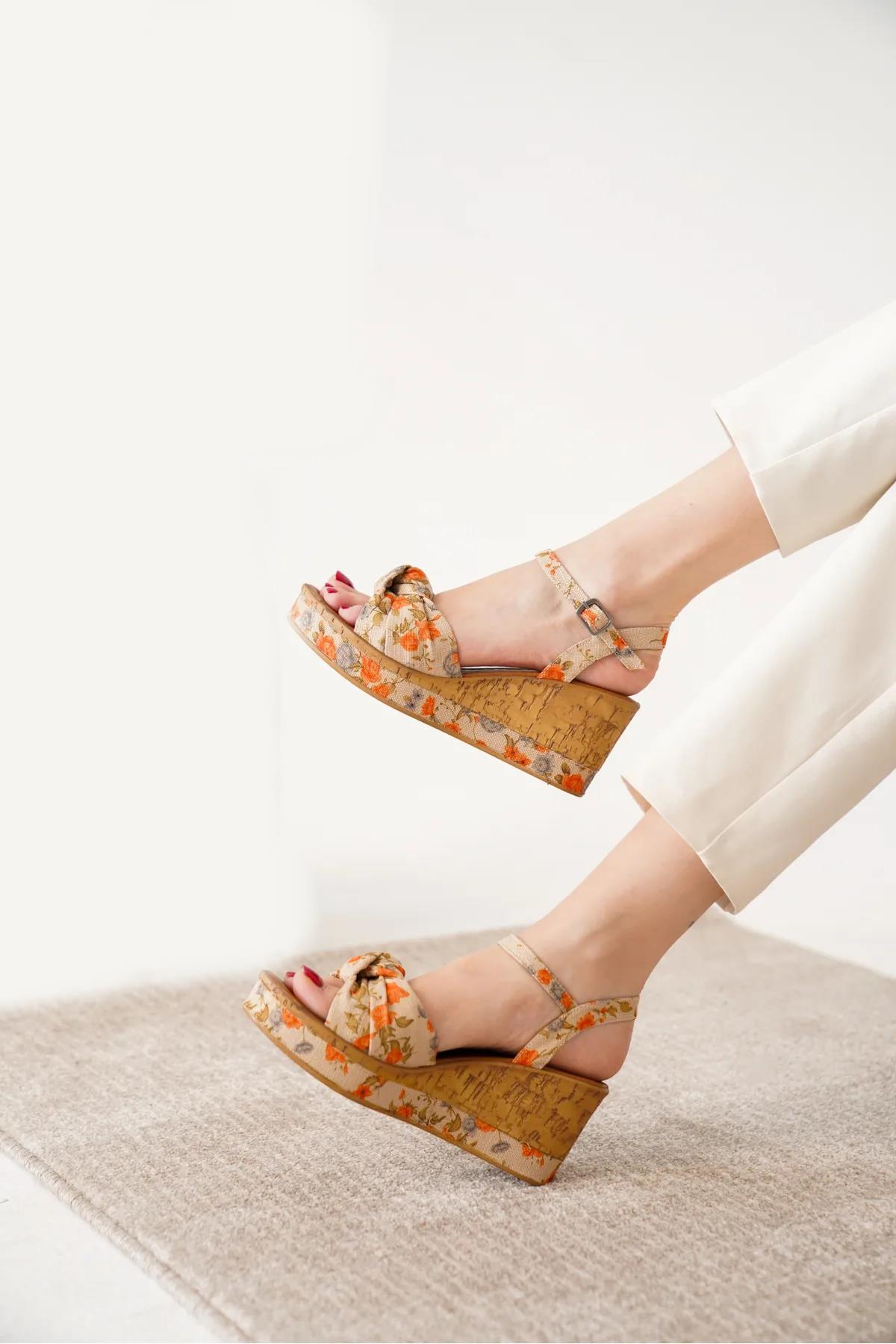 2019 Kadın 7 Cm Dolgu Topuk Rahat Yazlık Sandalet - Görsel 5