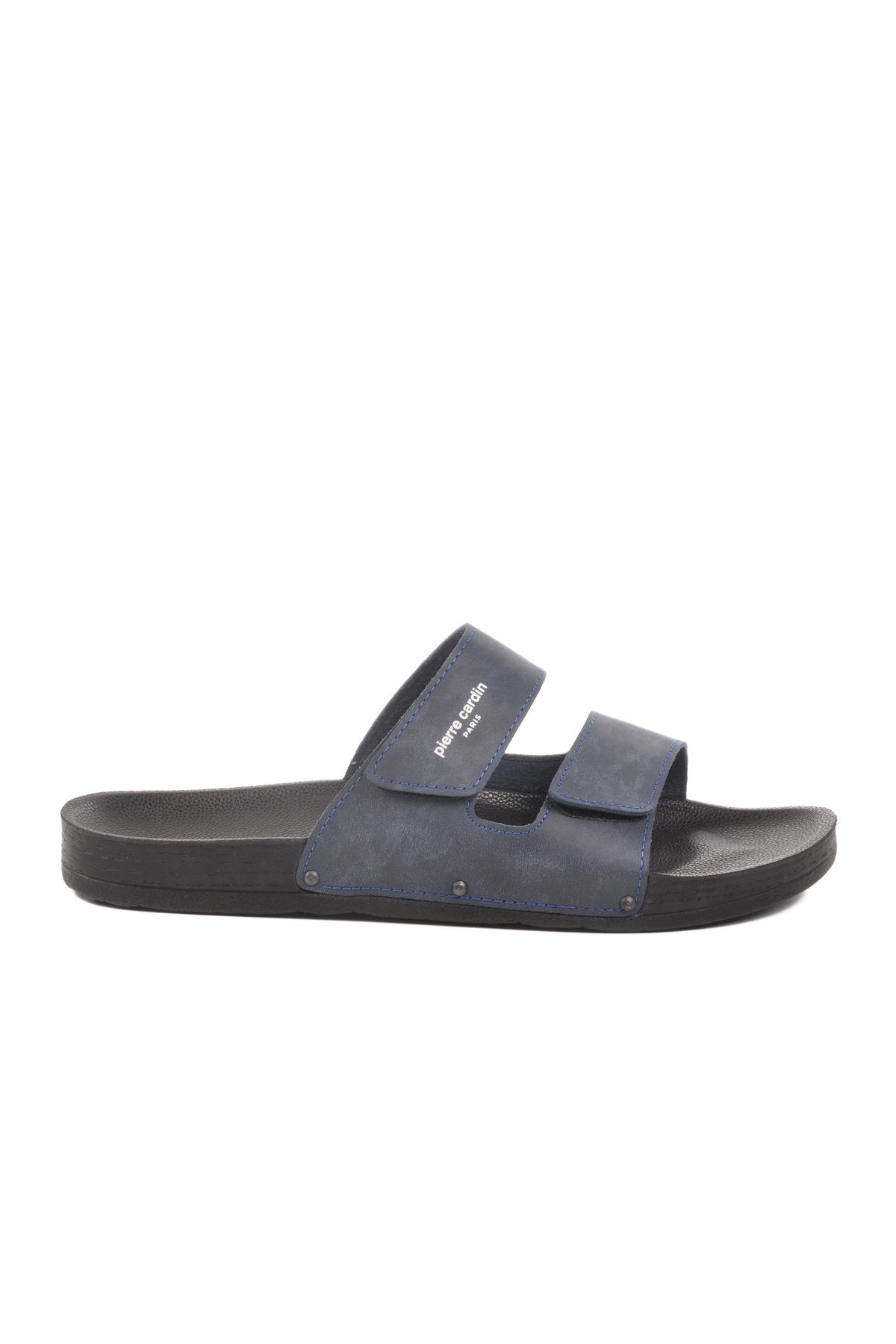 Lacivert Cırtlı Büyük Numara Erkek Düz Terlik - Görsel 2