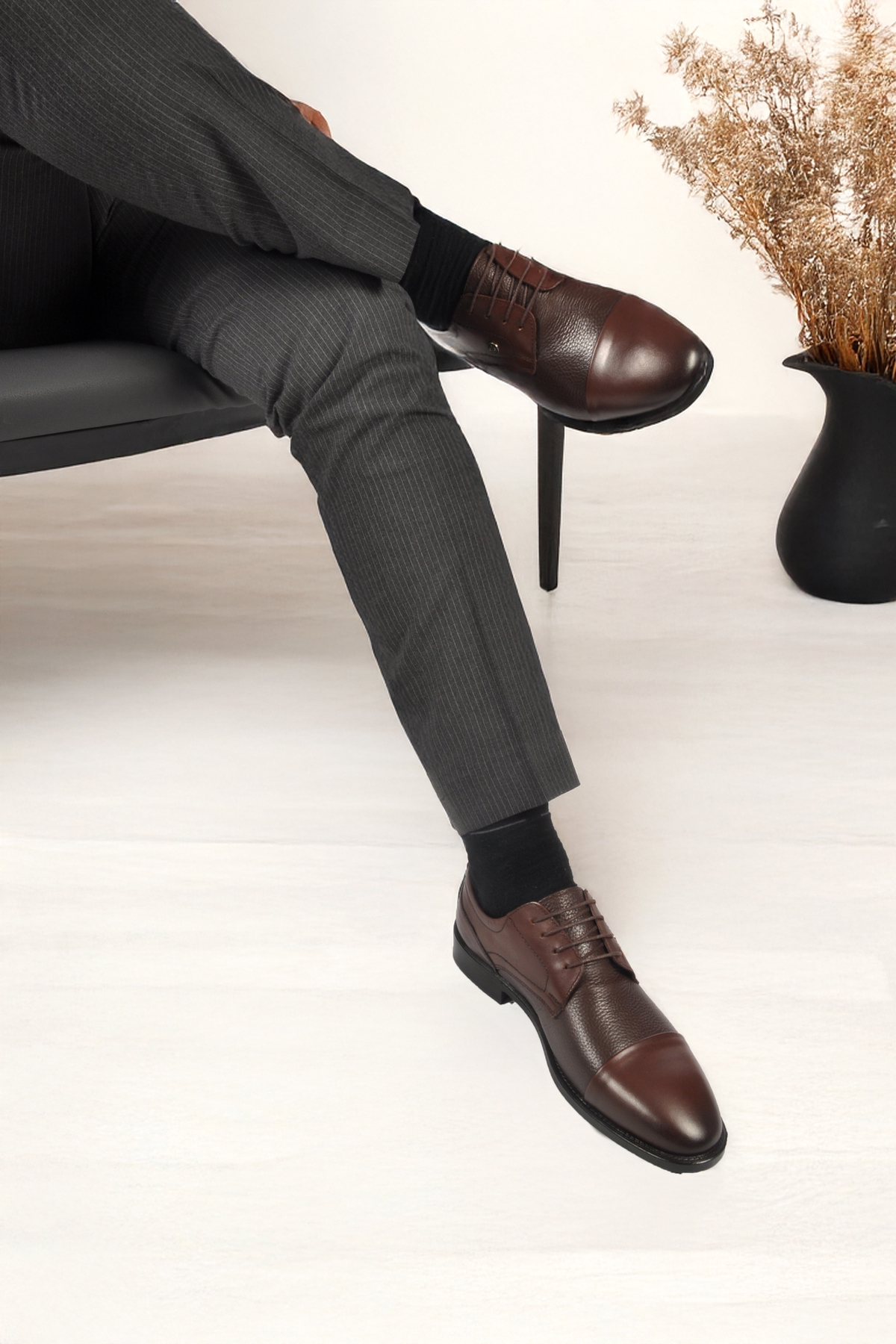 Kahverengi Hakiki Deri Erkek Klasik Ayakkabı - Görsel 4