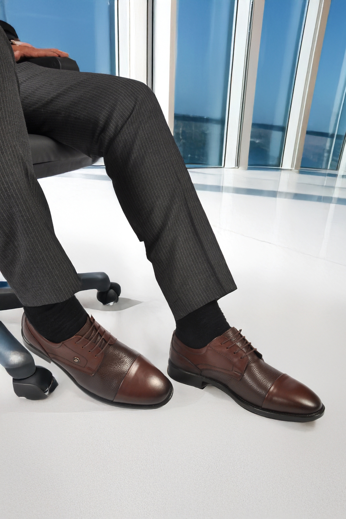 Kahverengi Hakiki Deri Erkek Klasik Ayakkabı - Görsel 5