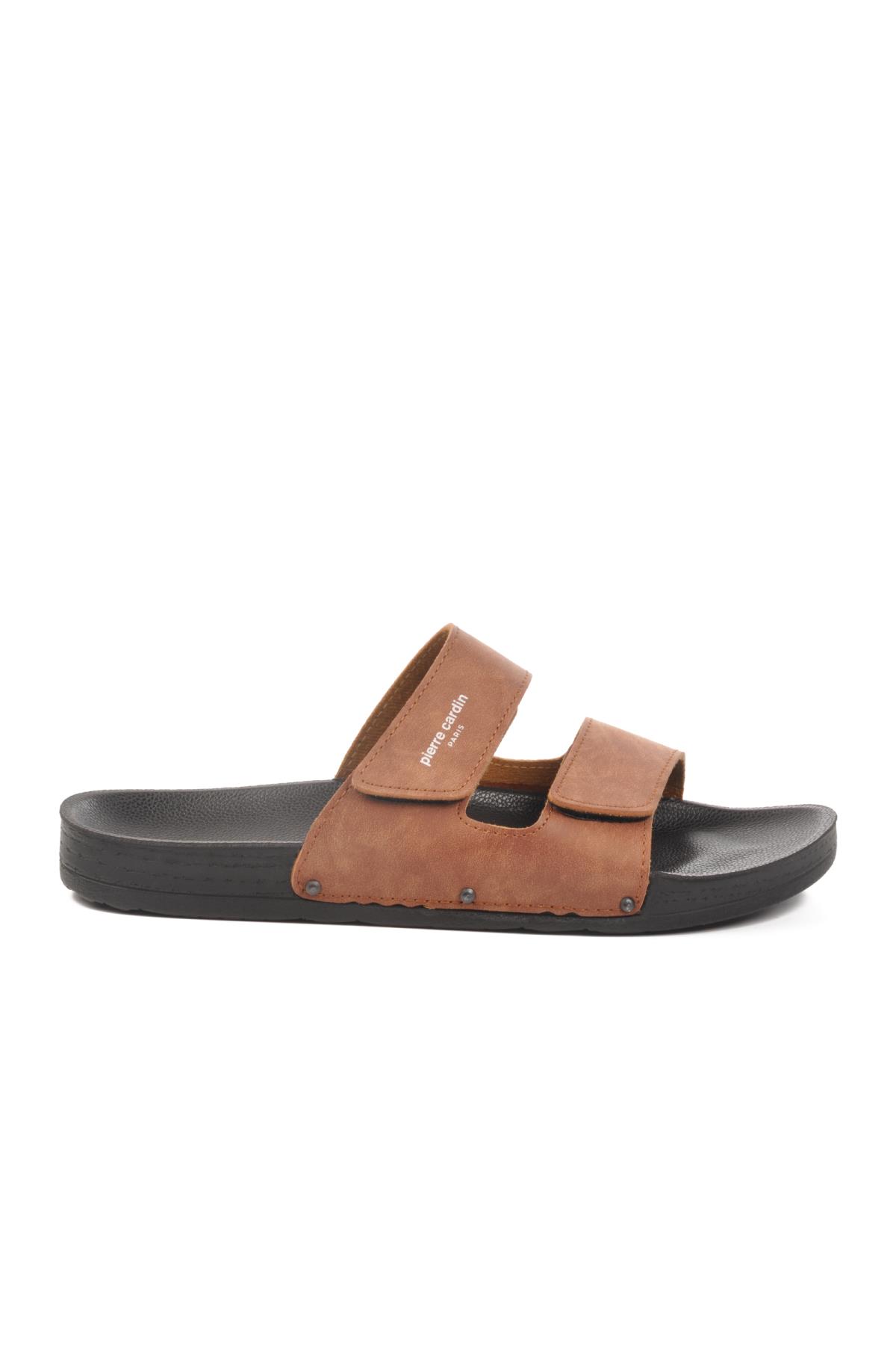 PC-7039 M Büyük Numara Taba Suni Deri Erkek Terlik - Görsel 4