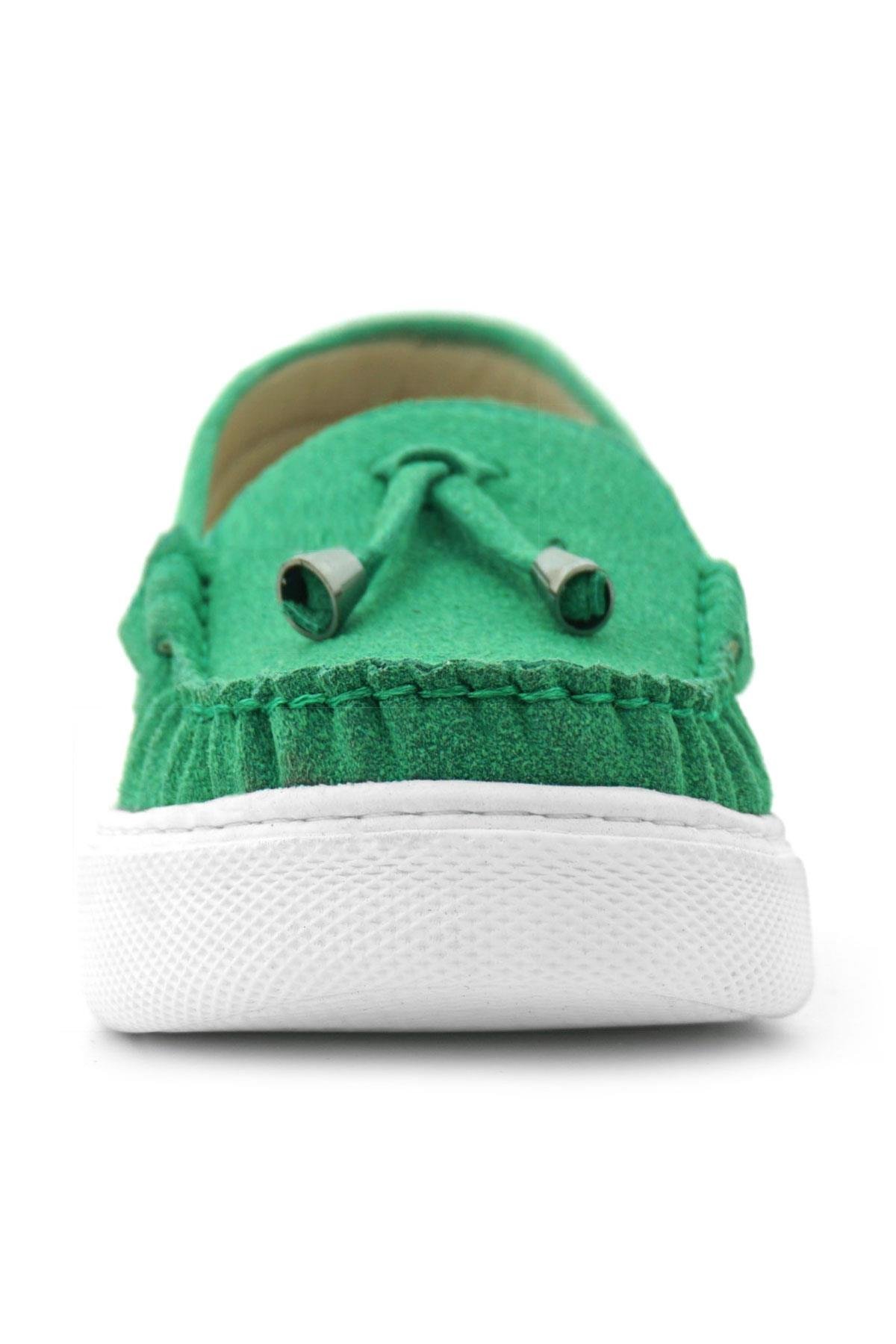 Yeşil Süet Ekstra Hafif Çocuk Makosen Ayakkabı - Görsel 5