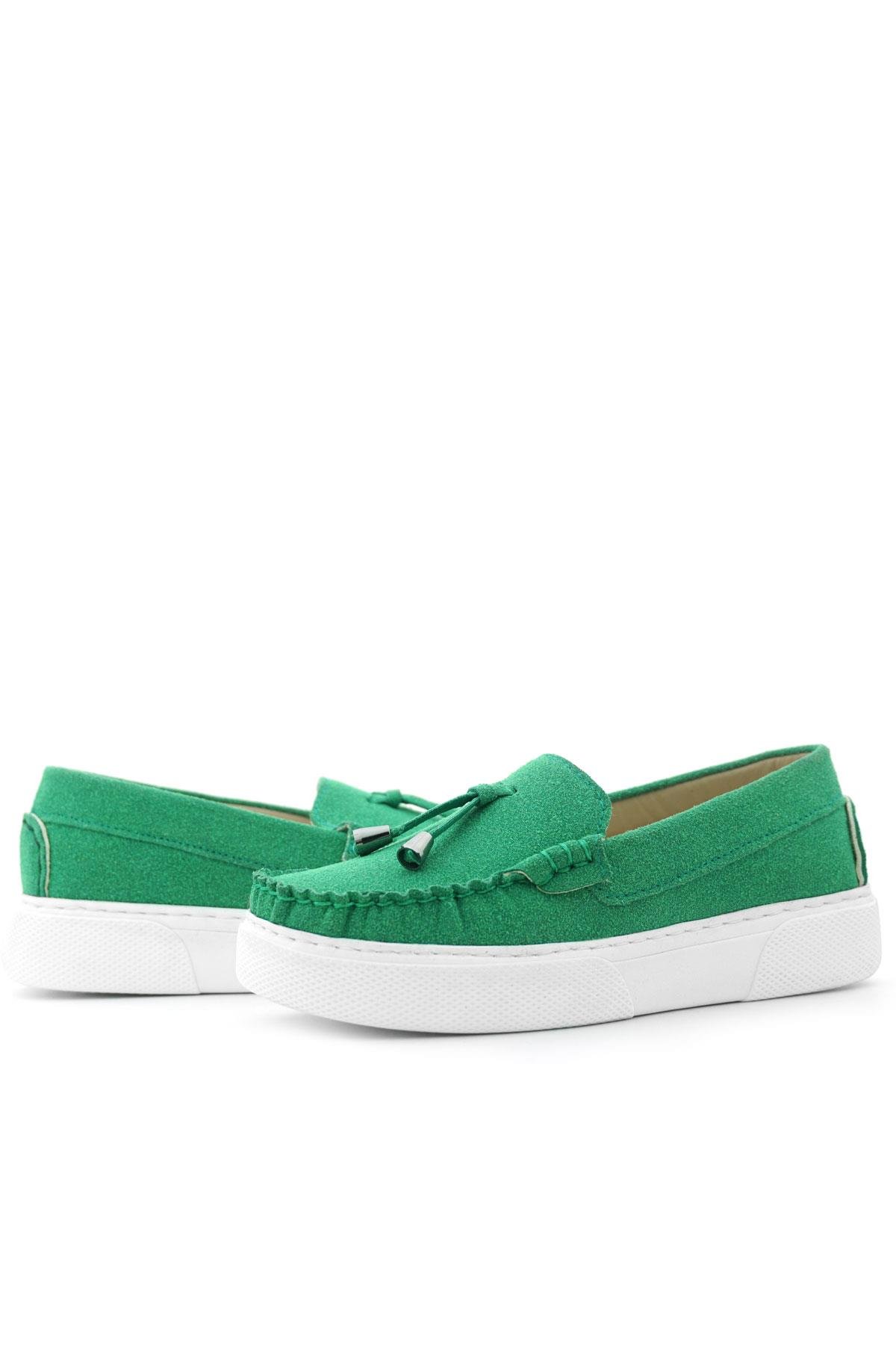 Yeşil Süet Ekstra Hafif Çocuk Makosen Ayakkabı - Görsel 9