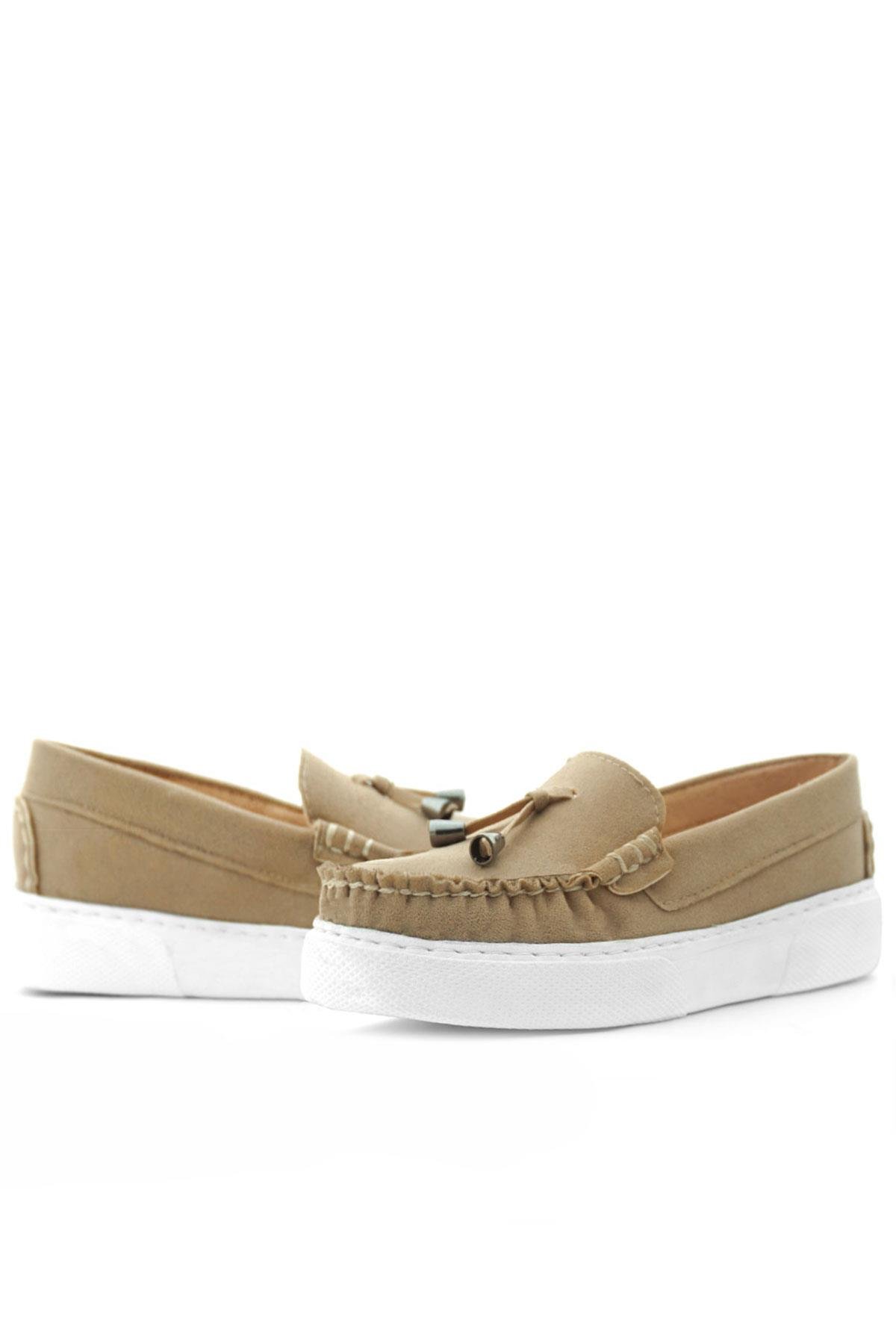 Kum Rengi Süet Ekstra Hafif Çocuk Makosen Ayakkabı - Görsel 9