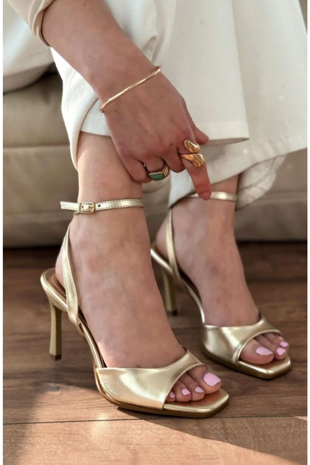 Bilekten Bağlamalı Tek Bant Kadın Topuklu Ayakkabı - Görsel 5