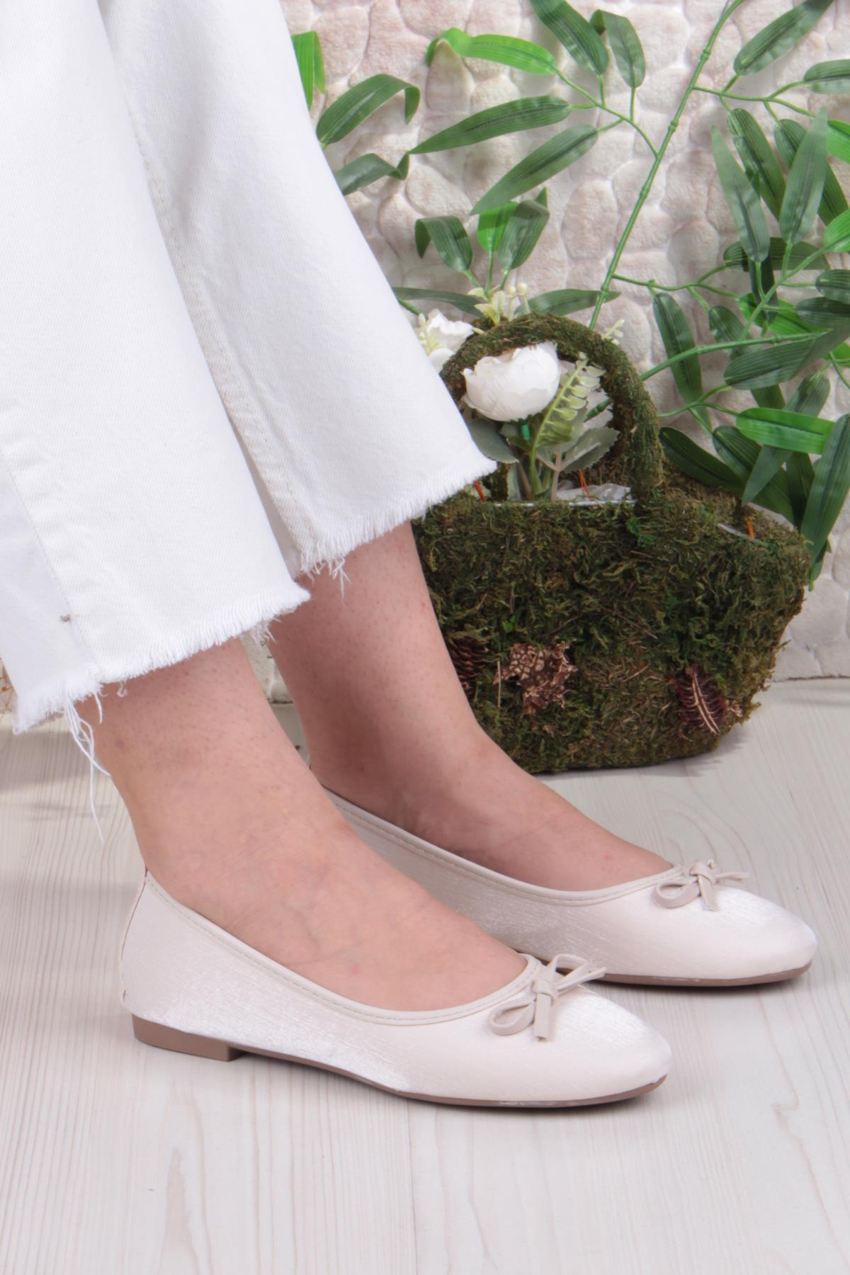 01-631 Soft Fiyonk Detaylı Şık Ev İş Ofis Rahat Günlük Ayakkabı Kadın Babet - Görsel 2