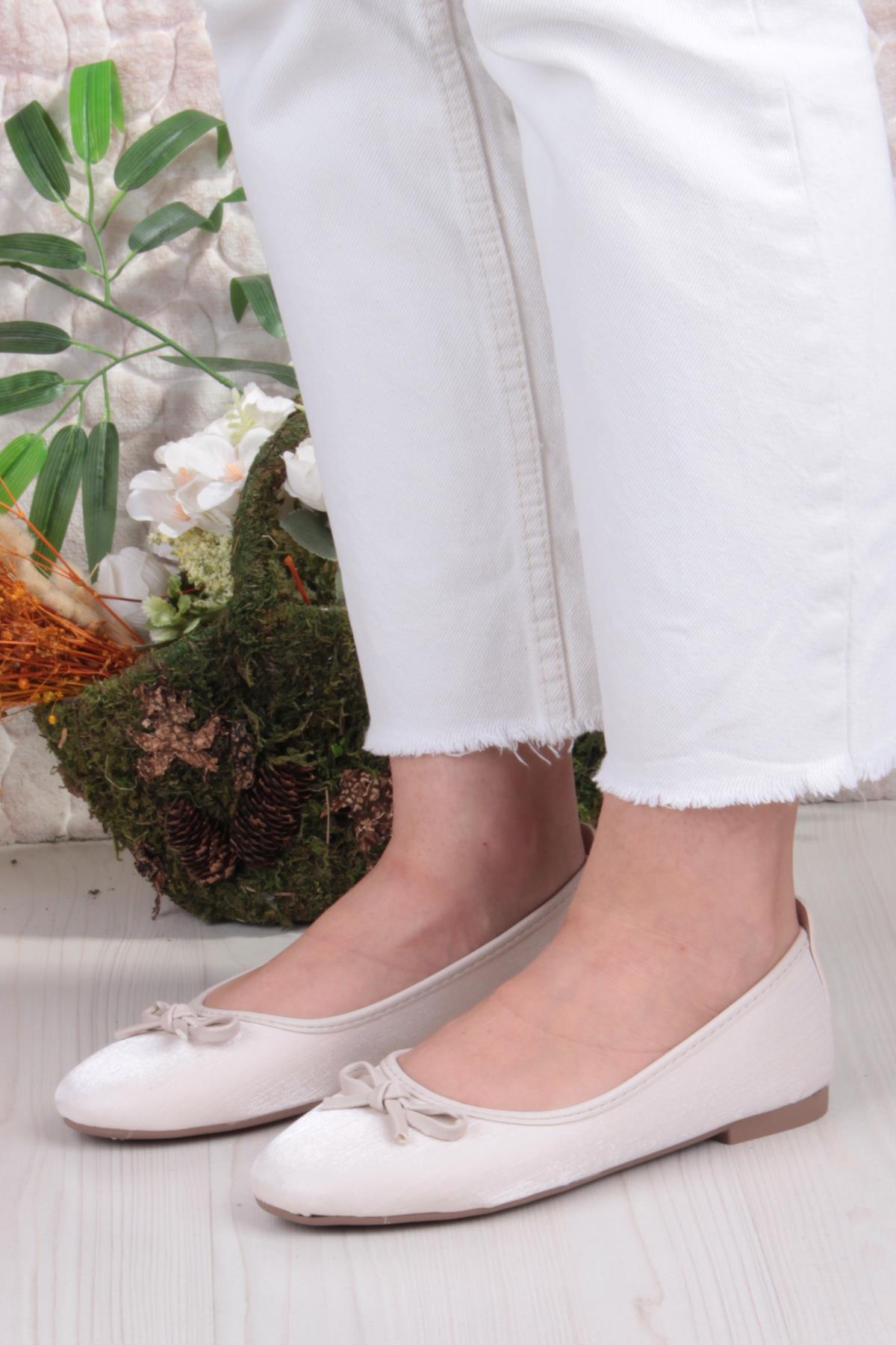 01-631 Soft Fiyonk Detaylı Şık Ev İş Ofis Rahat Günlük Ayakkabı Kadın Babet - Görsel 3