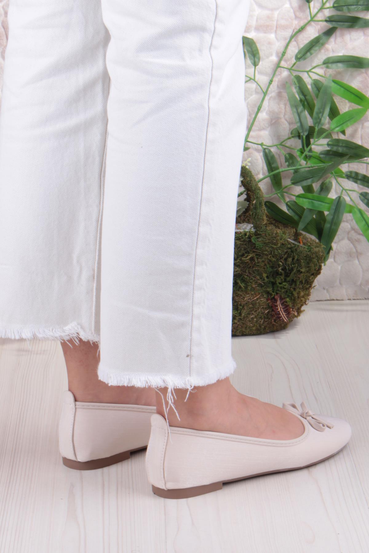 01-631 Soft Fiyonk Detaylı Şık Ev İş Ofis Rahat Günlük Ayakkabı Kadın Babet - Görsel 5