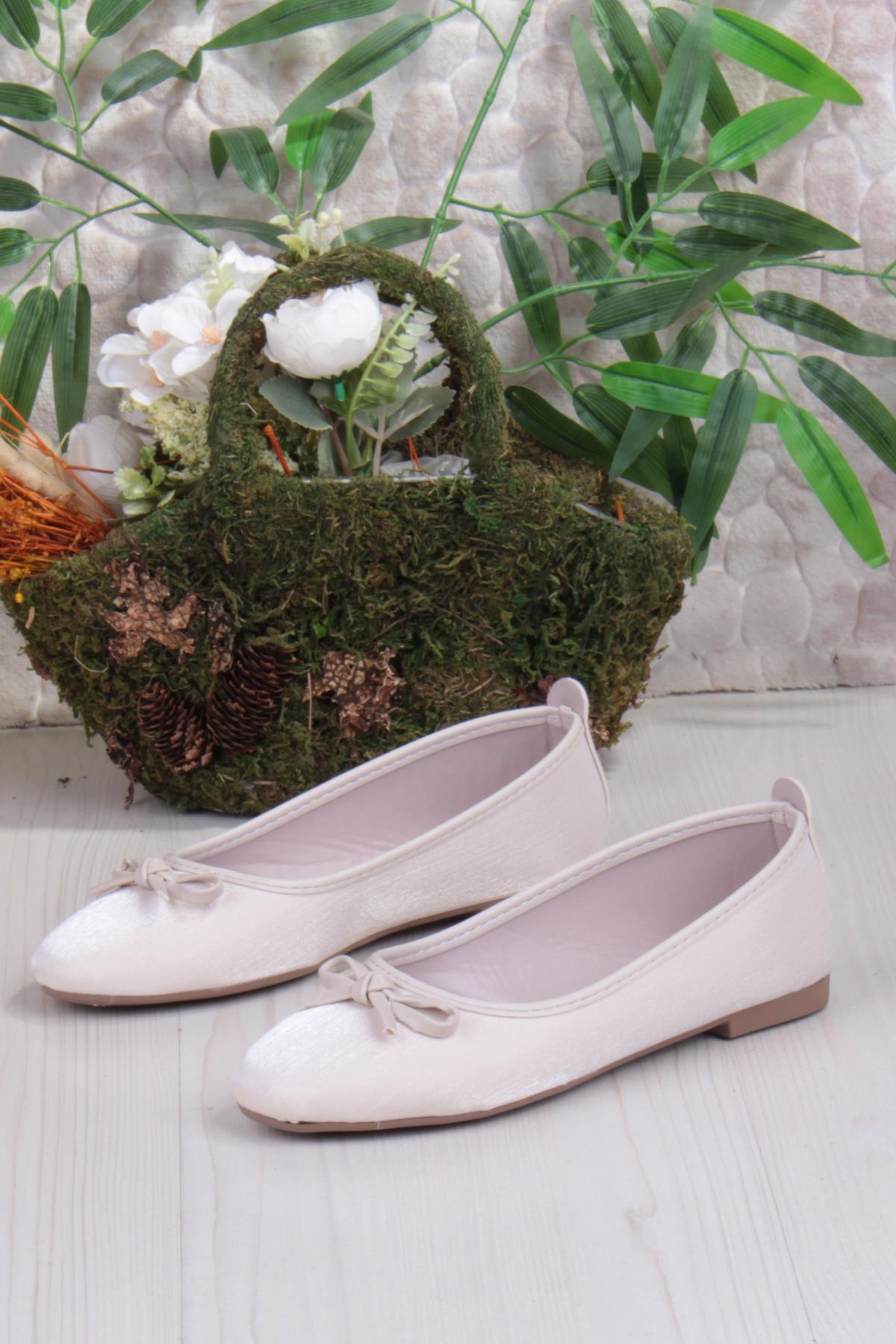 01-631 Soft Fiyonk Detaylı Şık Ev İş Ofis Rahat Günlük Ayakkabı Kadın Babet - Görsel 7