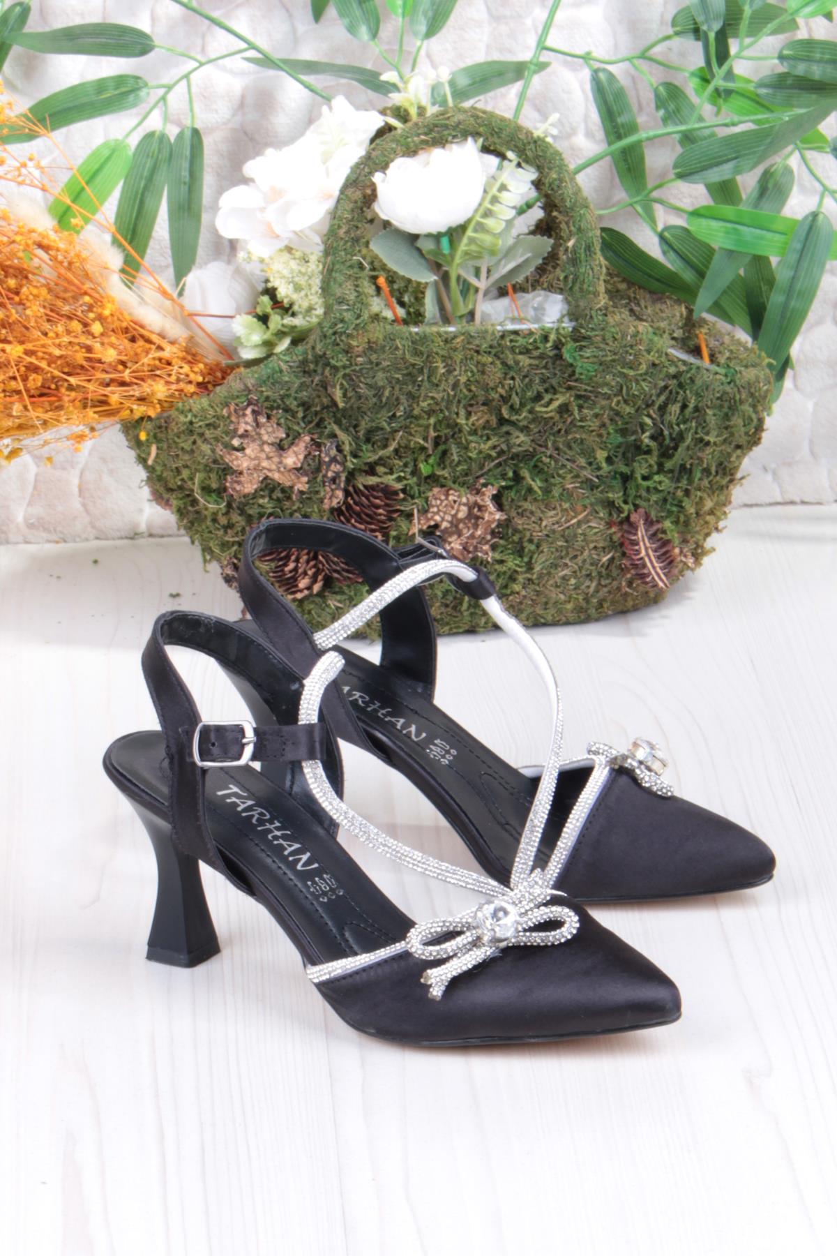 35317 Taşlı Fiyonlu Biye Taşlı Topuklu Abiye Ayakkabı Kadın Ayakkabı - Görsel 2