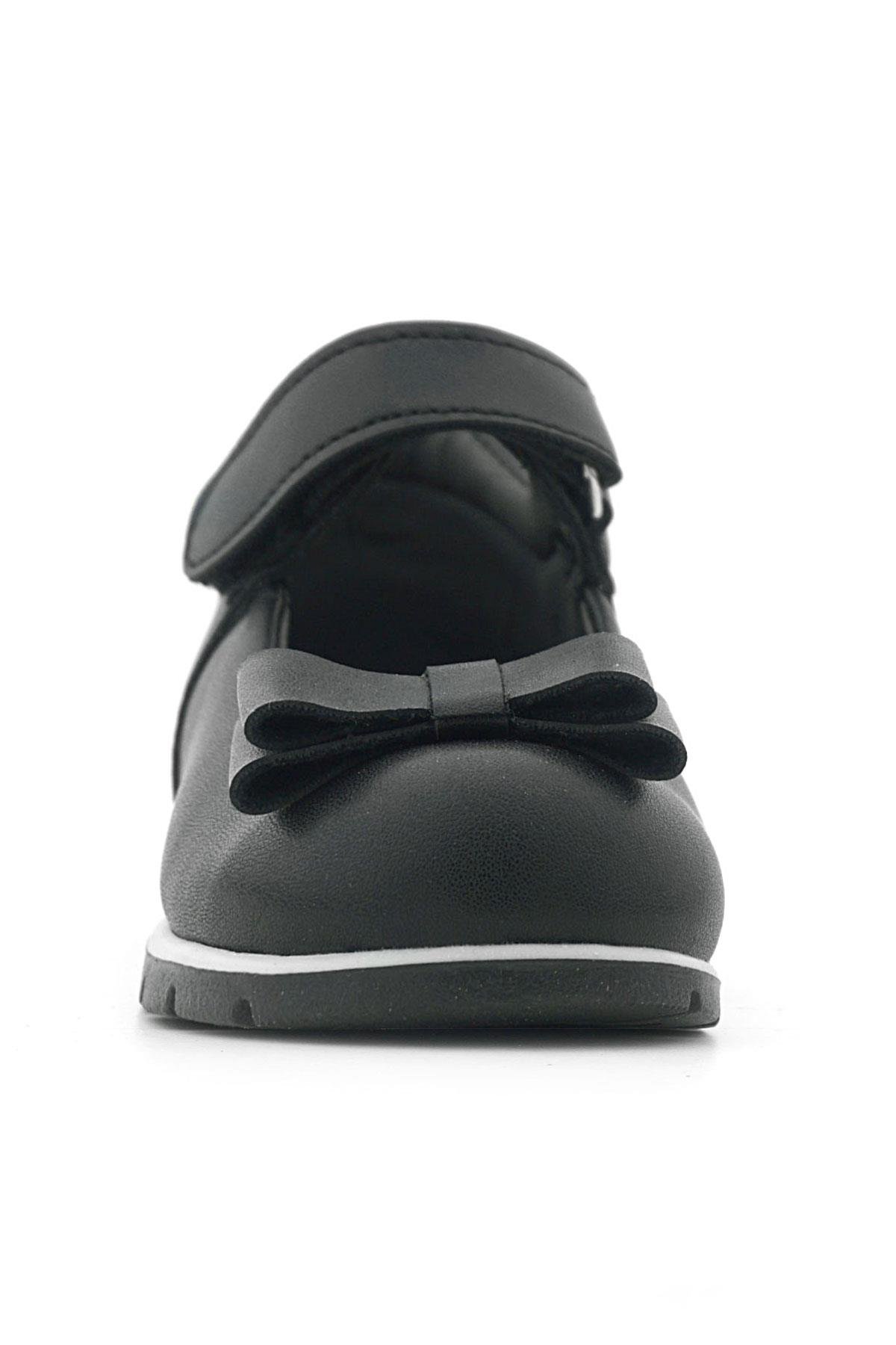 Siyah Mat Fiyonklu Kız Bebek Babet Ayakkabı - Görsel 5