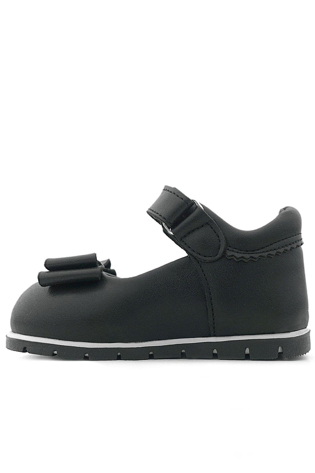 Siyah Mat Fiyonklu Kız Bebek Babet Ayakkabı - Görsel 6
