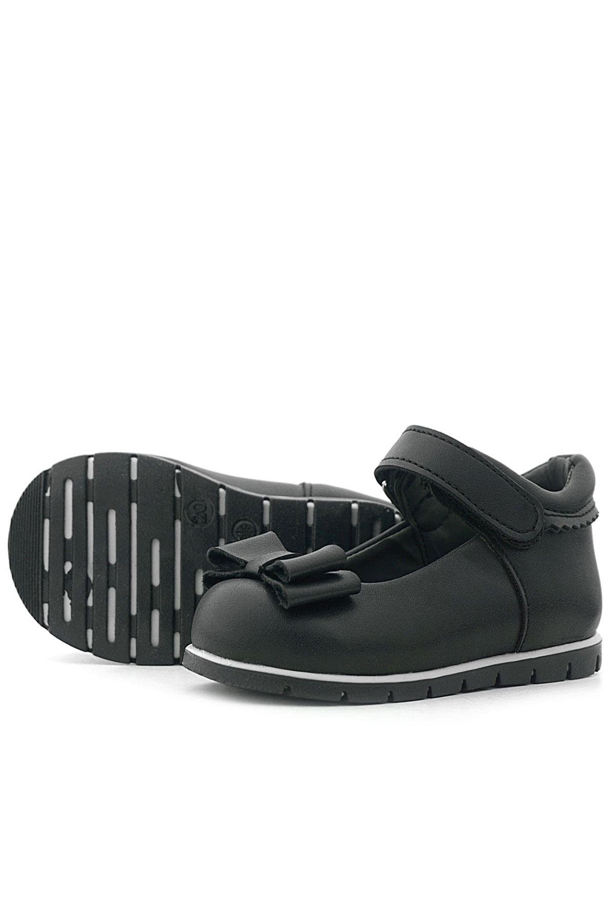 Siyah Mat Fiyonklu Kız Bebek Babet Ayakkabı - Görsel 8