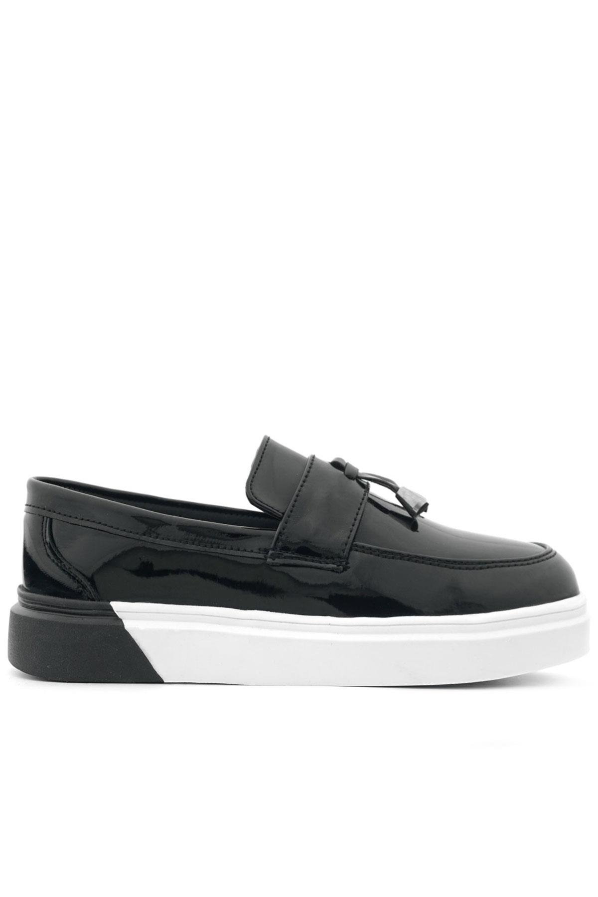 Siyah Rugan Tokalı Çocuk Klasik Ayakkabı - Görsel 4