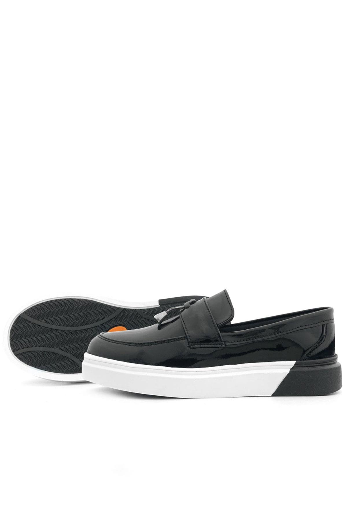 Siyah Rugan Tokalı Çocuk Klasik Ayakkabı - Görsel 8