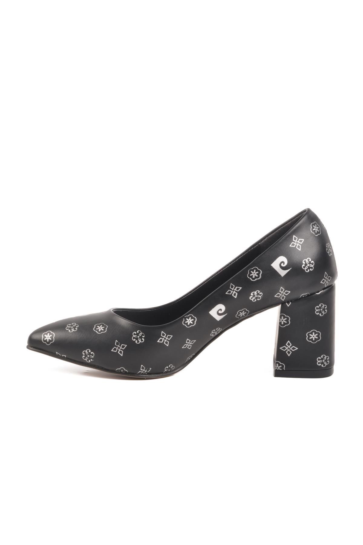 50176 Z Siyah Desenli Kadın Topuklu Ayakkabı - Görsel 3