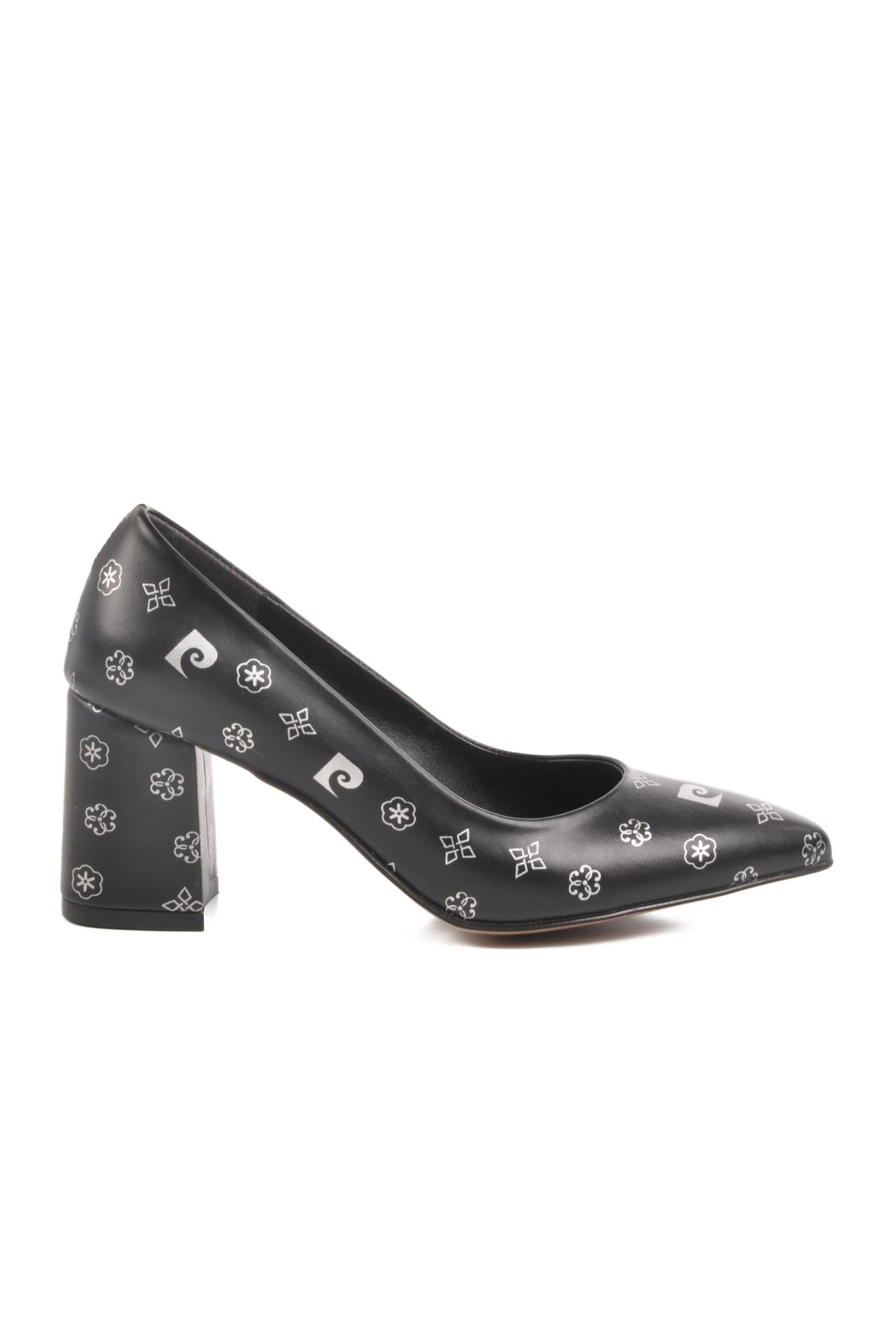 50176 Z Siyah Desenli Kadın Topuklu Ayakkabı - Görsel 4
