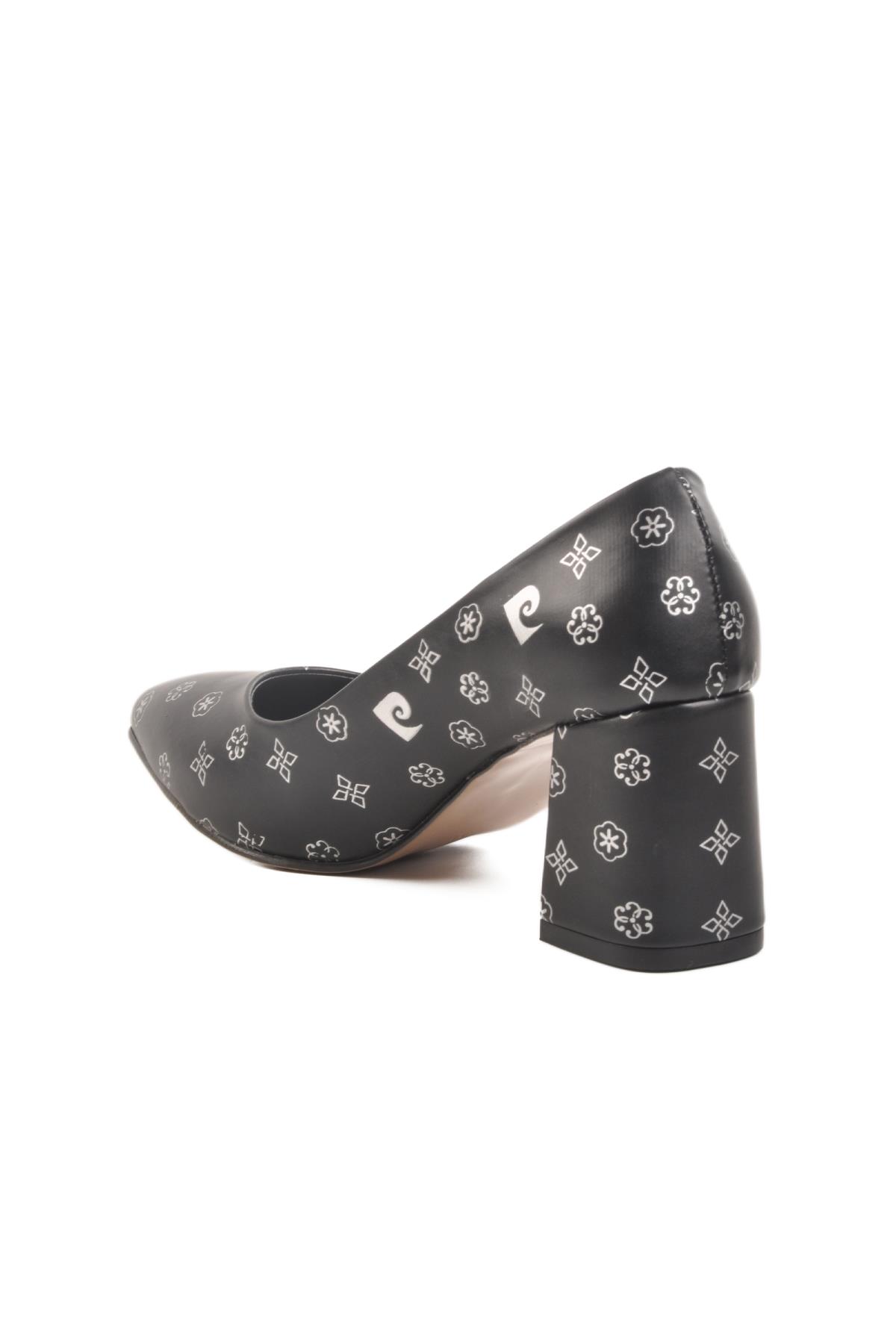 50176 Z Siyah Desenli Kadın Topuklu Ayakkabı - Görsel 5
