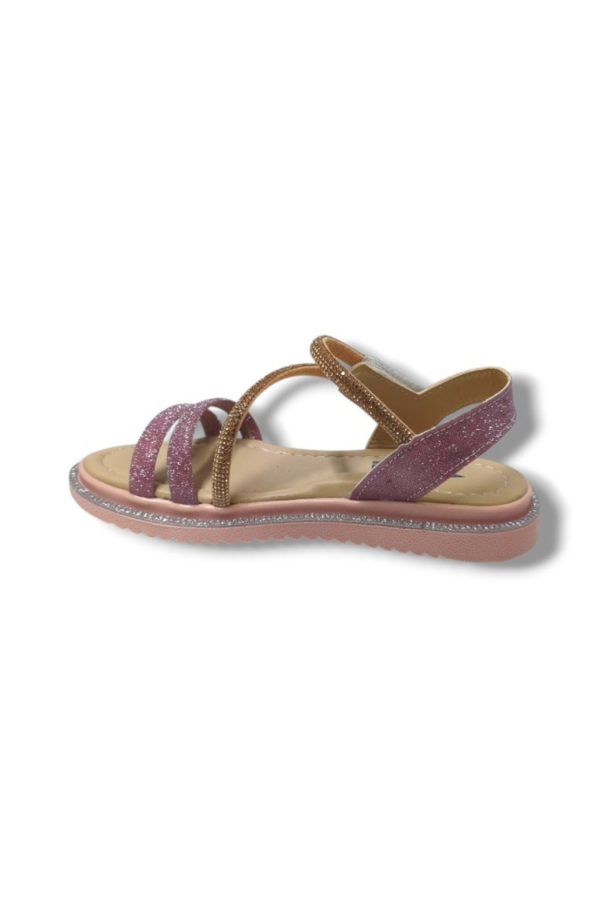 Bebe 241-25 Anatomik Simli Taşlı Cırtlı Kız Çocuk Sandalet 31-36 - Görsel 4