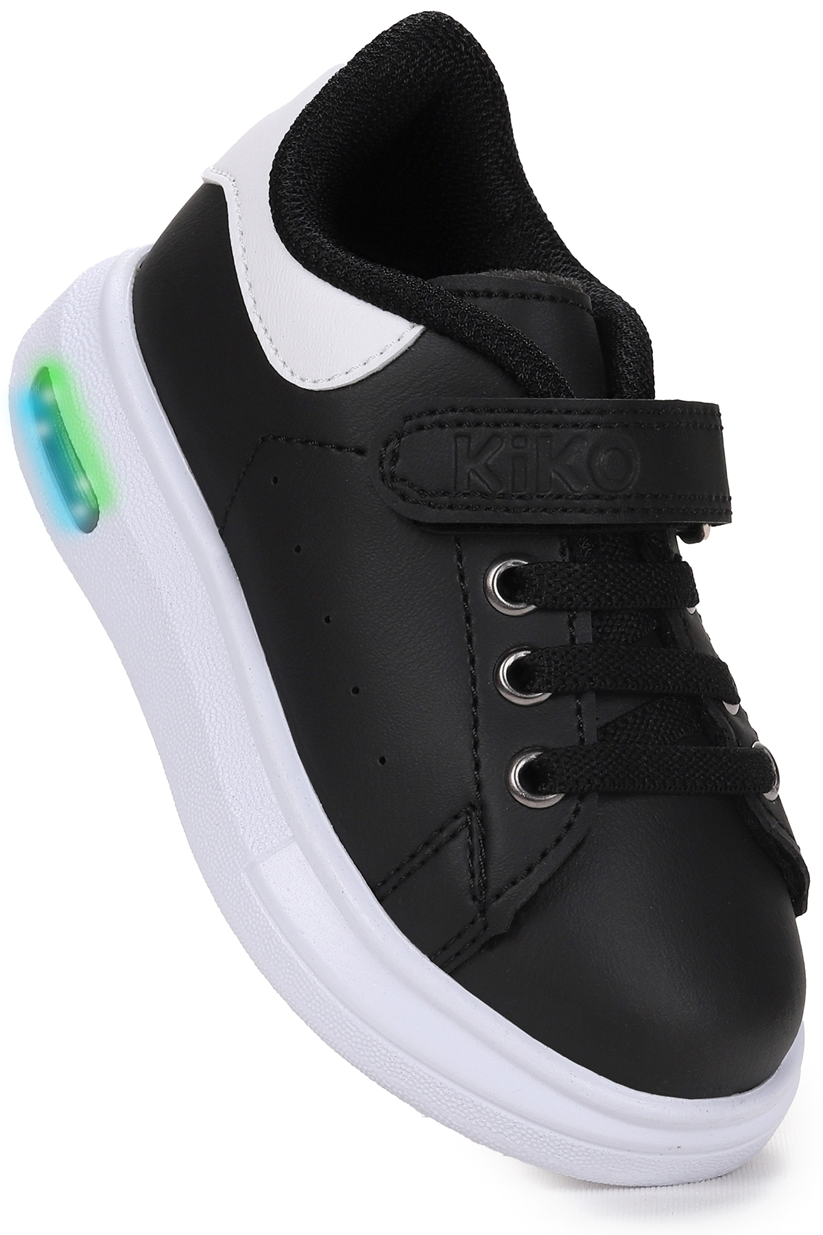 Tinsa Günlük Cırtlı Işıklı Erkek Bebek Spor Ayakkabı Siyah - Beyaz - Görsel 4