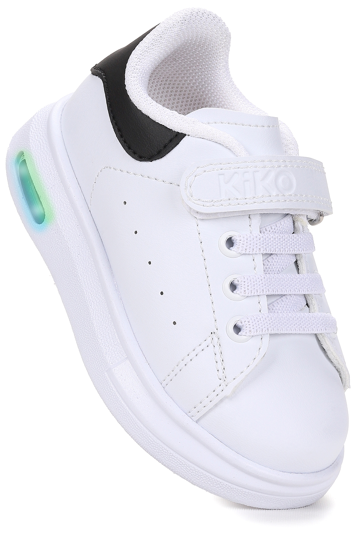 Tinsa Günlük Cırtlı Işıklı Erkek Bebek Spor Ayakkabı Beyaz - Siyah - Görsel 4