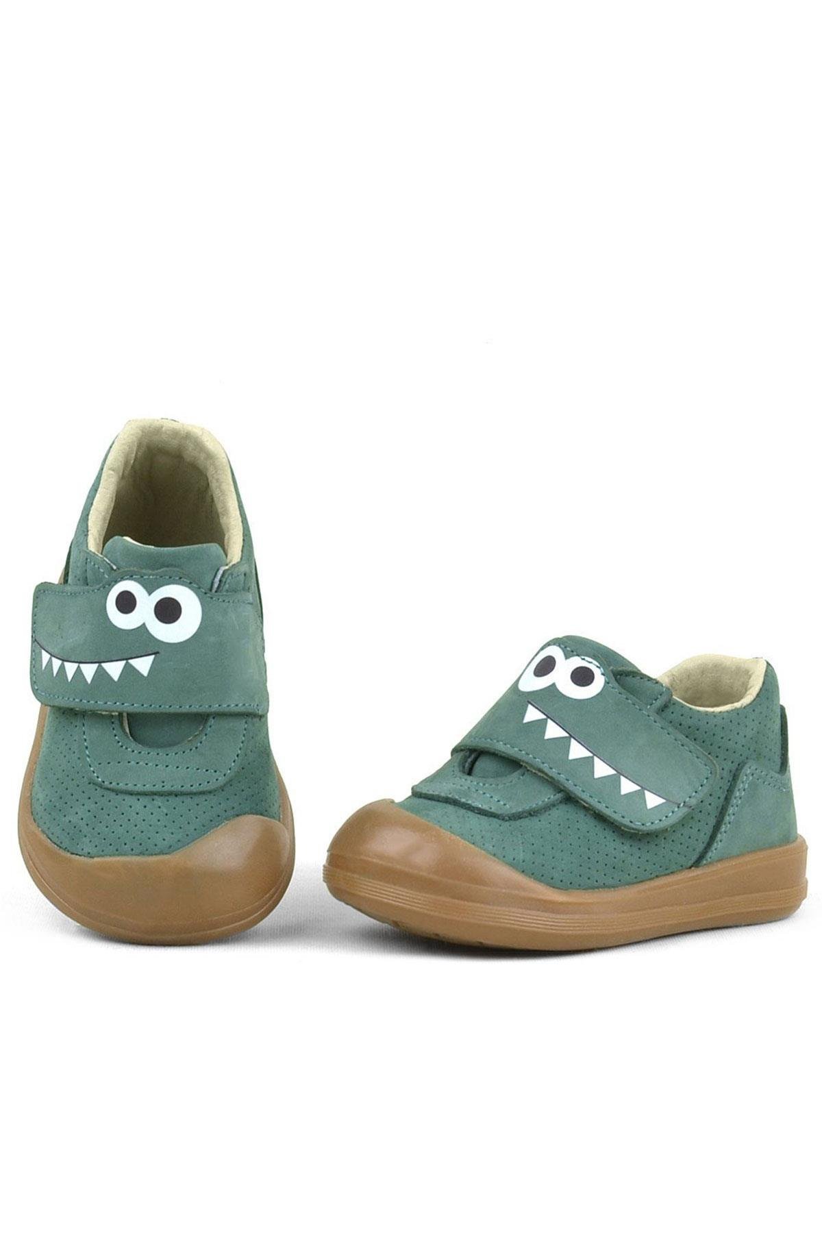Dino Hakiki Deri Yeşil Yüksek Bilekli Bebek Ayakkabı - Görsel 4