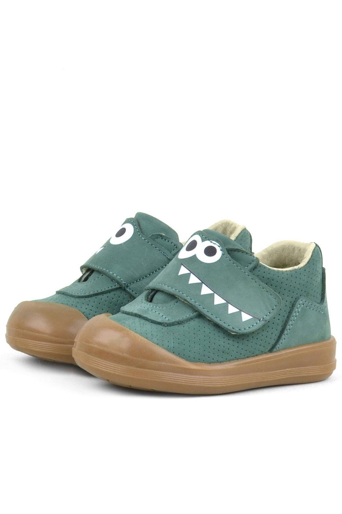 Dino Hakiki Deri Yeşil Yüksek Bilekli Bebek Ayakkabı - Görsel 5