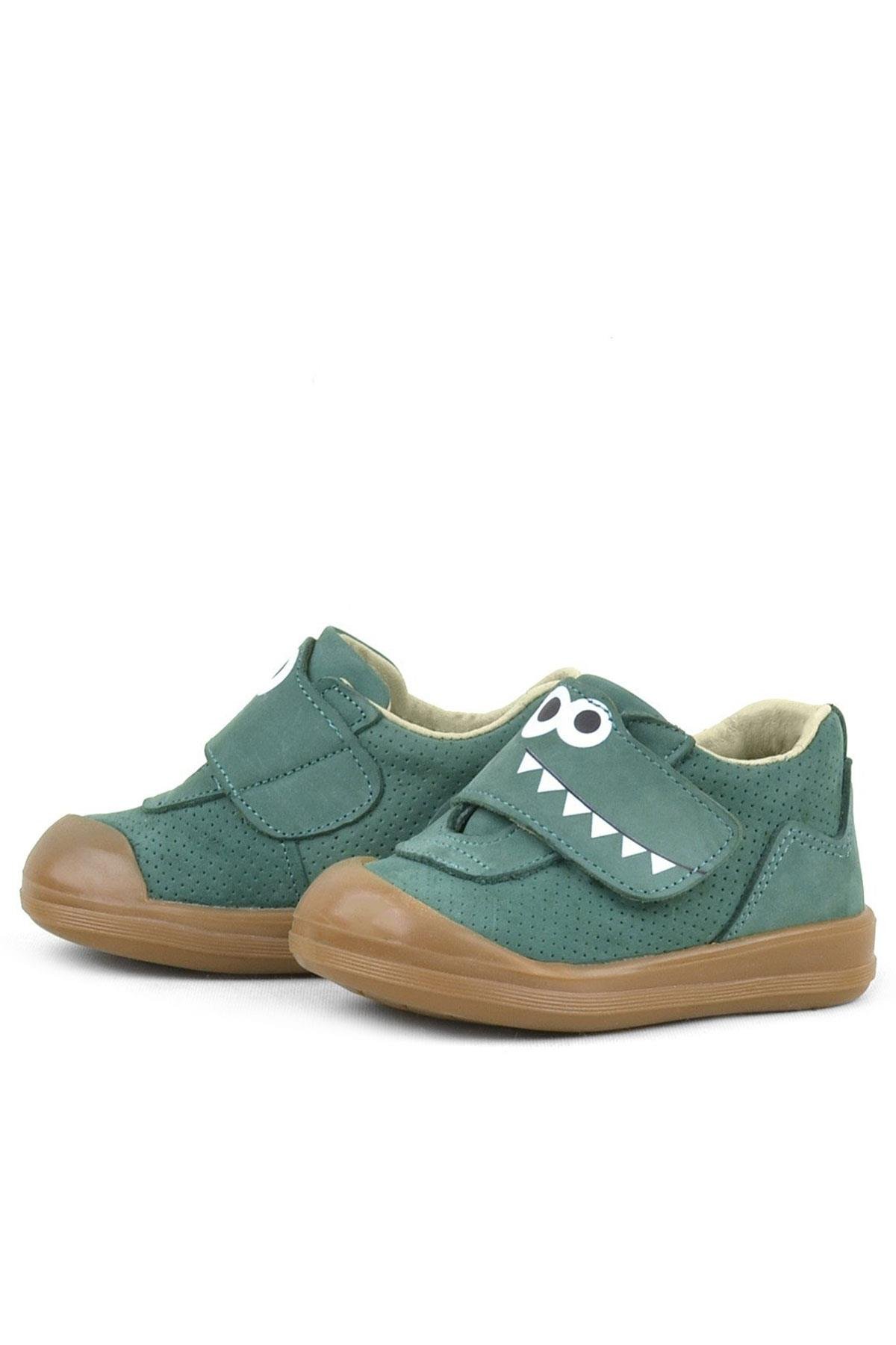 Dino Hakiki Deri Yeşil Yüksek Bilekli Bebek Ayakkabı - Görsel 6