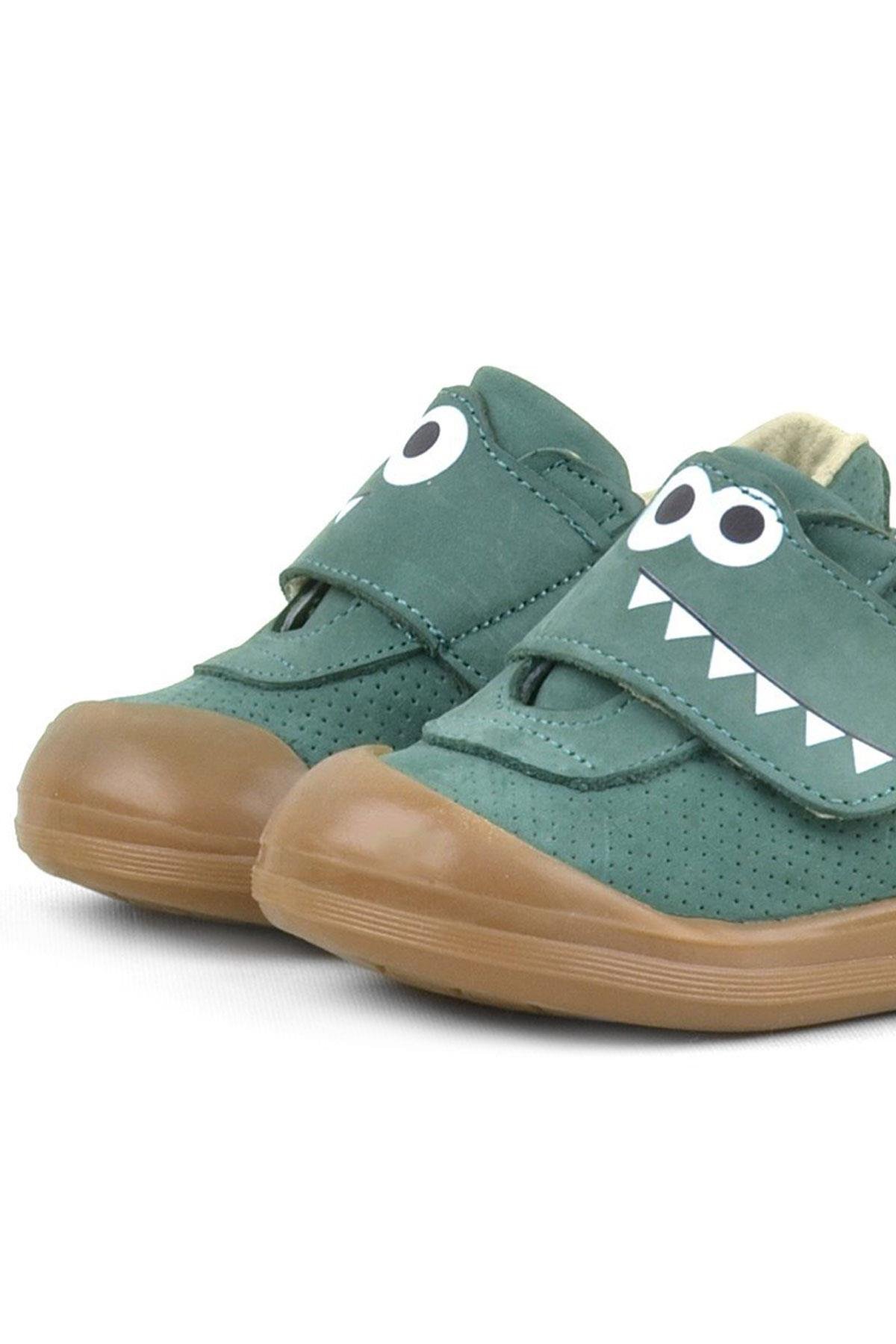 Dino Hakiki Deri Yeşil Yüksek Bilekli Bebek Ayakkabı - Görsel 8