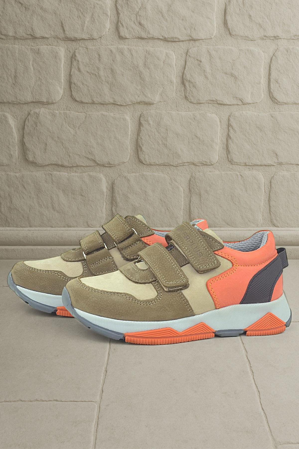 Hakiki Deri Kum Rengi Çocuk Sneakers Spor Ayakkabı - Görsel 3