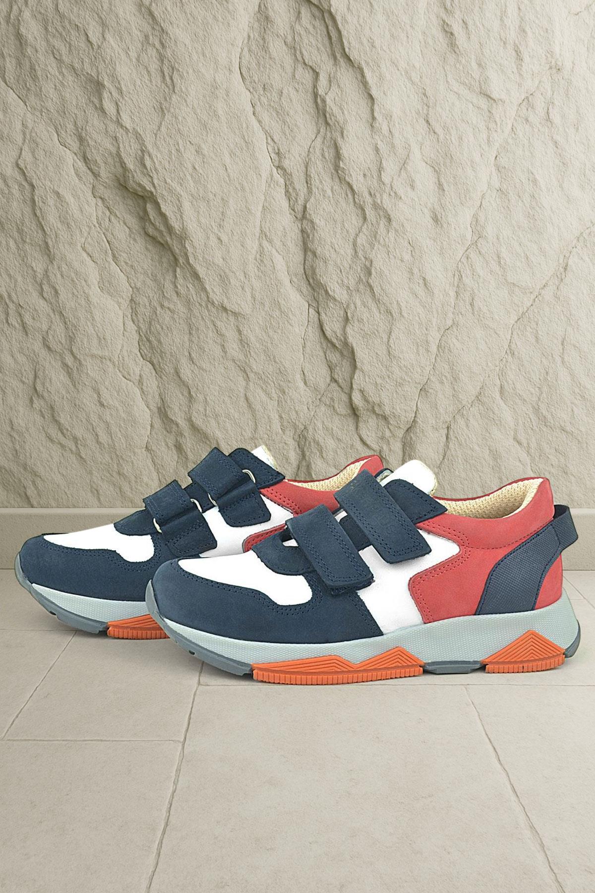 Hakiki Deri Lacivert Çocuk Sneakers Spor Ayakkabı - Görsel 3