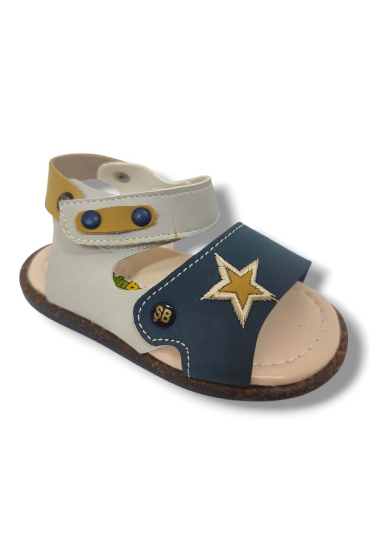 Şirinbebe 1551-20 Anatomik Yıldız Desen Cirtli Erkek Çocuk Sandalet Sari Gri 21-25 - Görsel 2